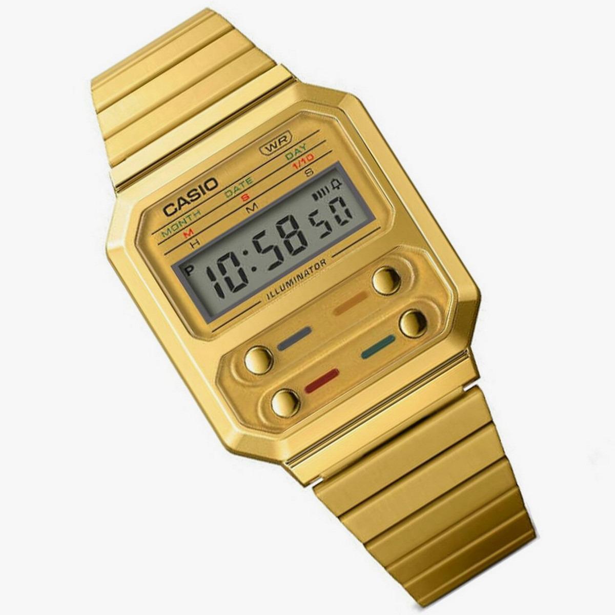 Casio Unisex Stainless Steel Gold Strap Digital Watch - A100WEG-9ADF-men-watchesandjewellery-watches-image-2