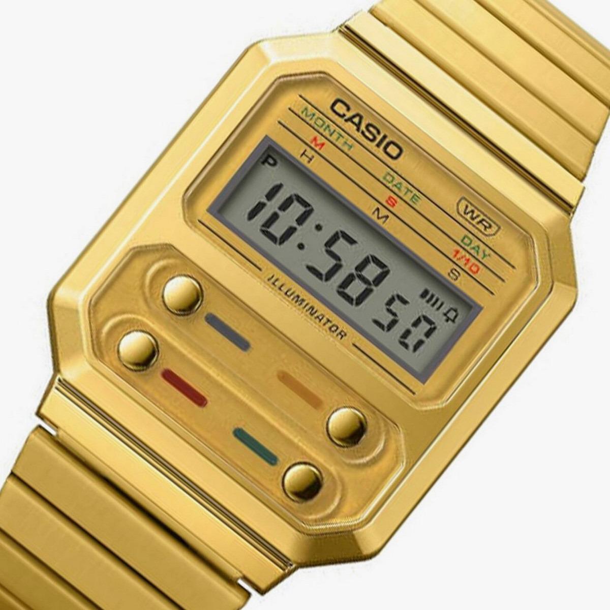 Casio Unisex Stainless Steel Gold Strap Digital Watch - A100WEG-9ADF-men-watchesandjewellery-watches-image-4