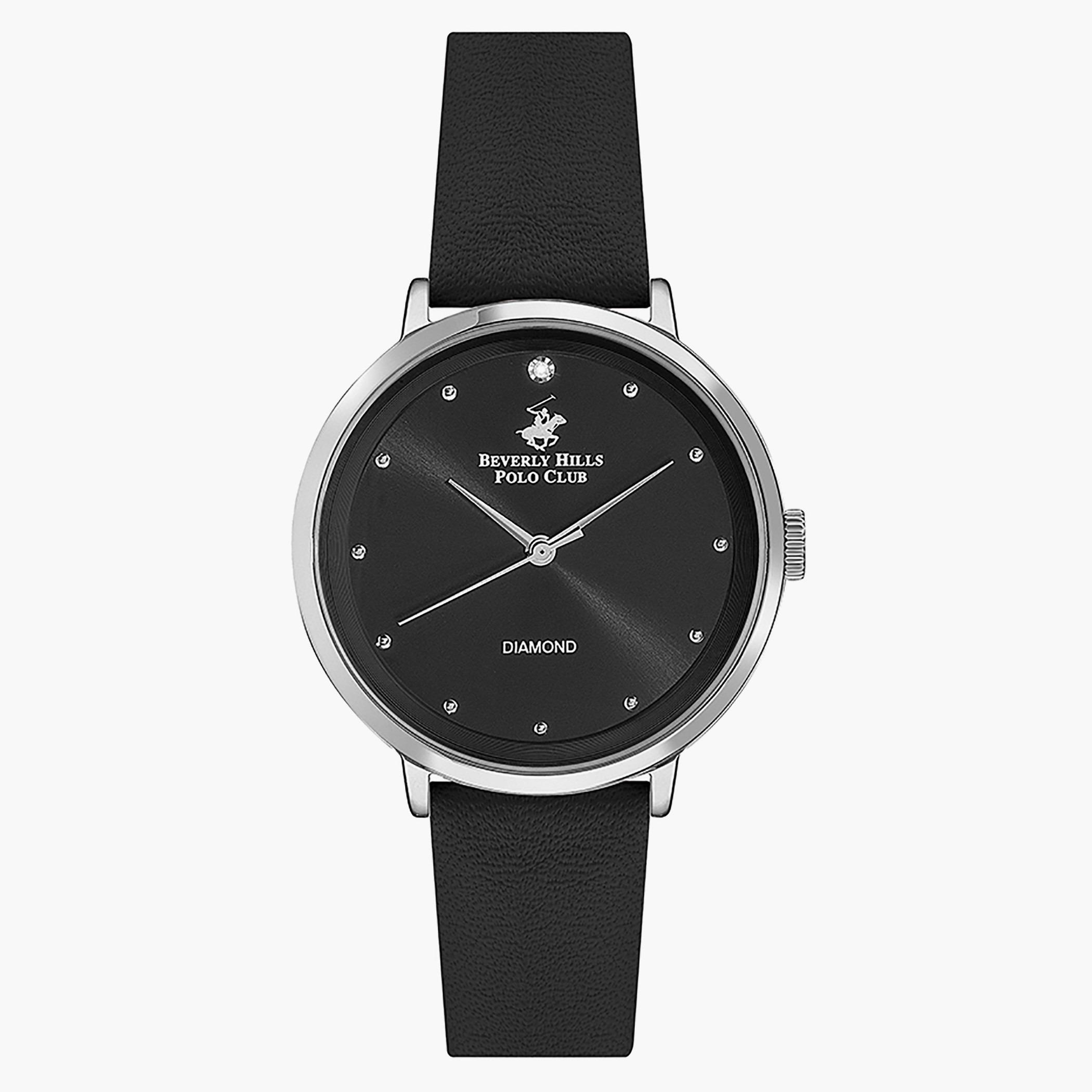 Beverly Hills Polo Club Women Black Leather Strap Analog Watch - BP3174C.351 | 34 MM-women-watchesandjewellery-watches-image-1