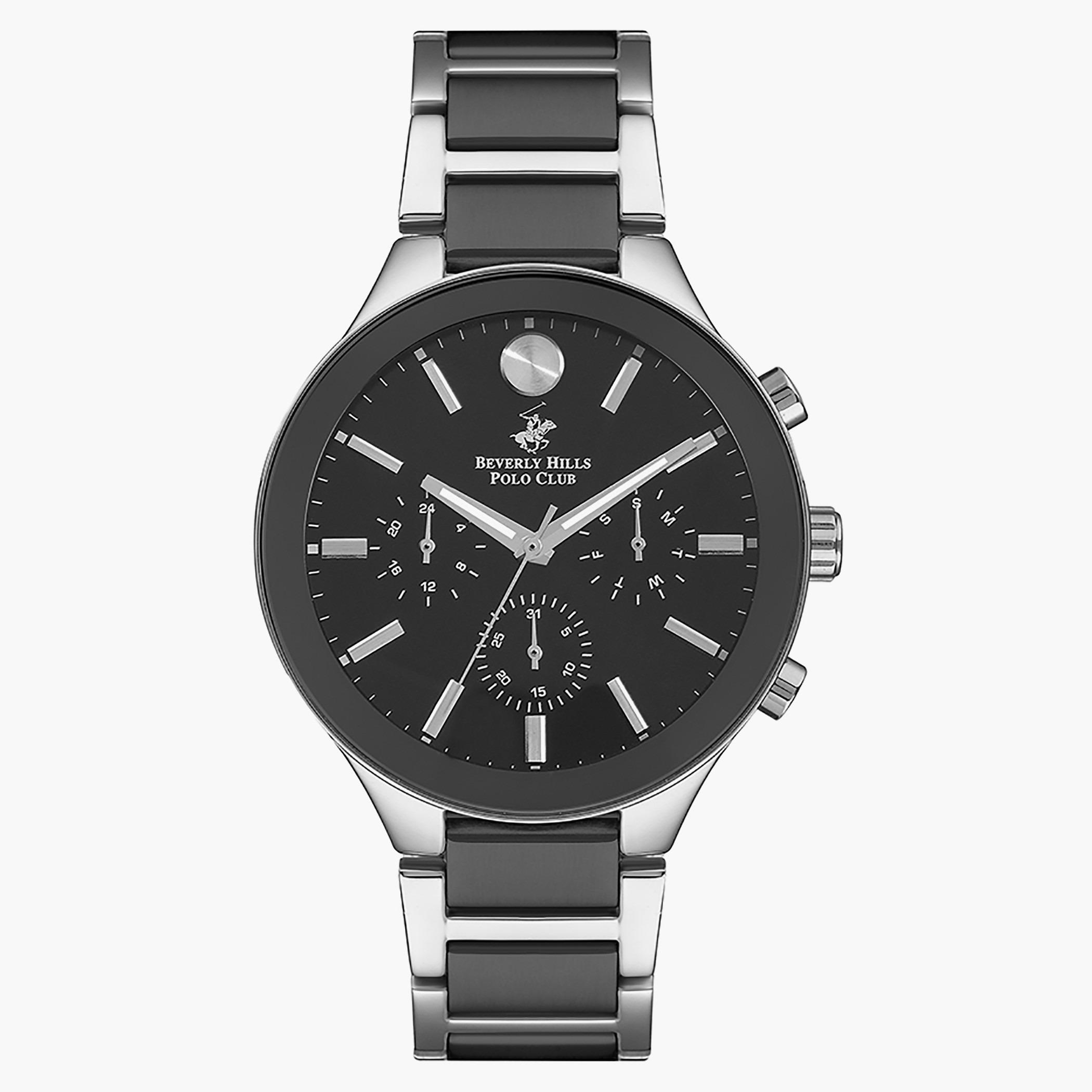 ساعة بيفرلي هيلز بولو كلوب من كرونوغراف للرجال بسوار معدني فضي و اسود - BP3234X.350-men-watchesandjewellery-watches-image-1
