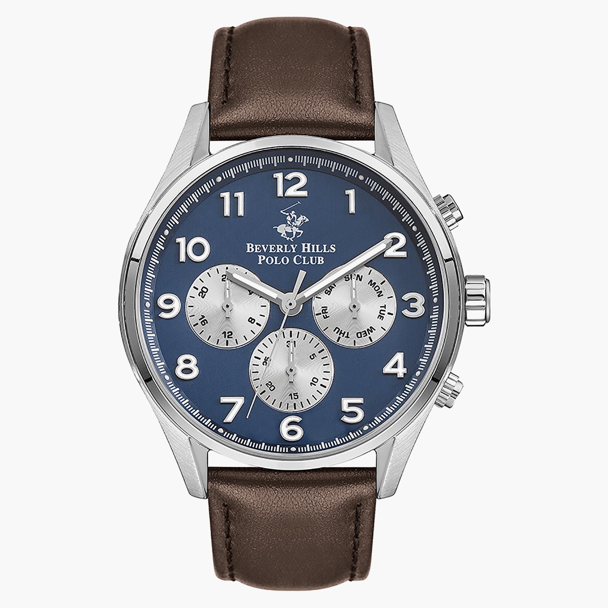 ساعة بيفرلي هيلز بولو كلوب من كرونوغراف للرجال بسوار جلدي بني غامق - BP3282X.392-men-watchesandjewellery-watches-image-1