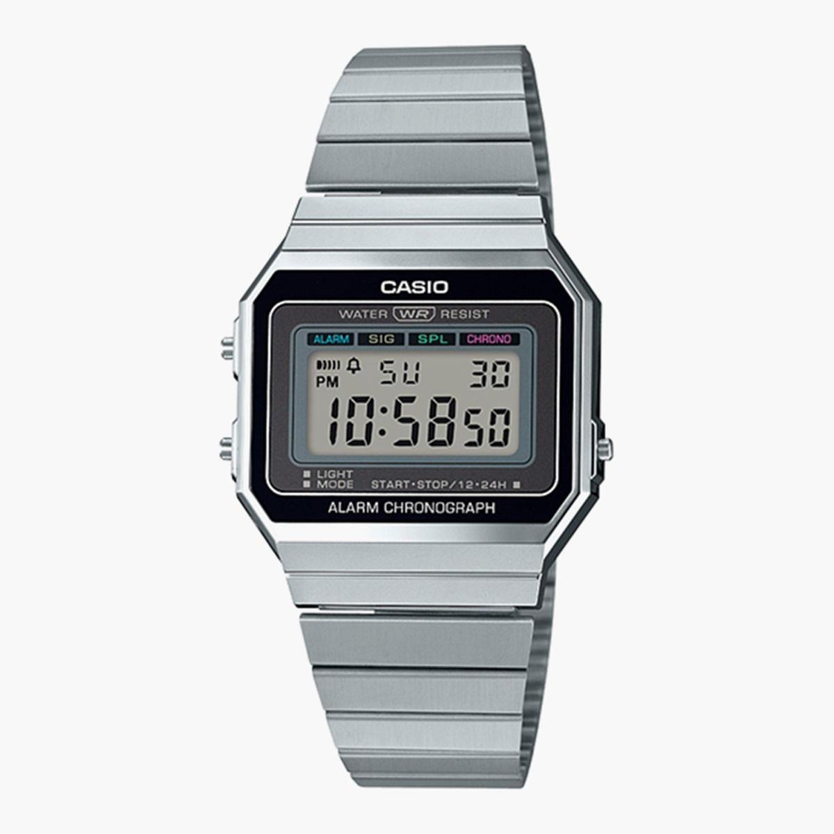 Casio Unisex Silver Strap Digital Watch - A700W-1ADF-men-watchesandjewellery-watches-image-1