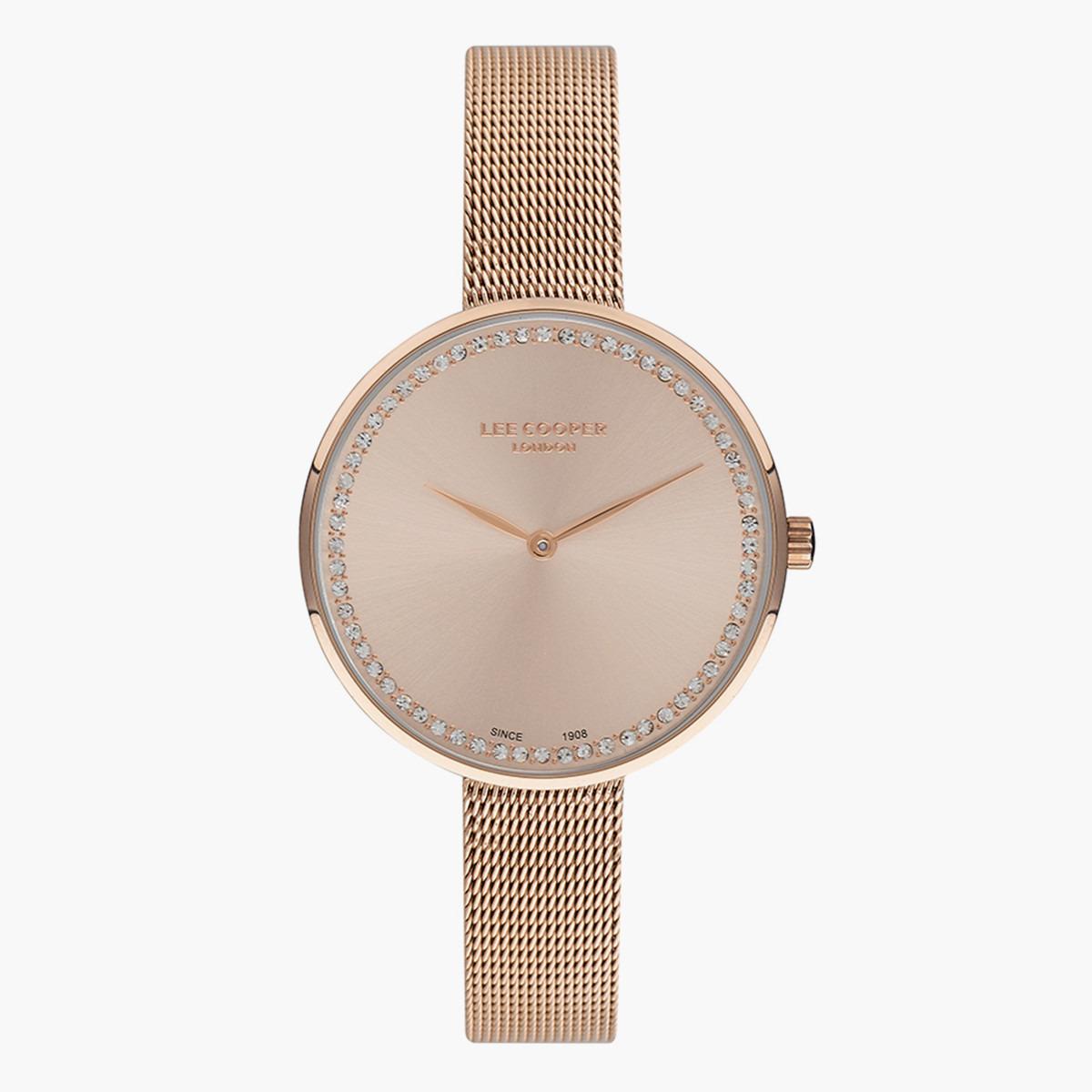 ساعة أنالوج من لي كوبر بمينا ذهبي وردي للنساء - LC07344.410-women-watchesandjewellery-watches-image-1