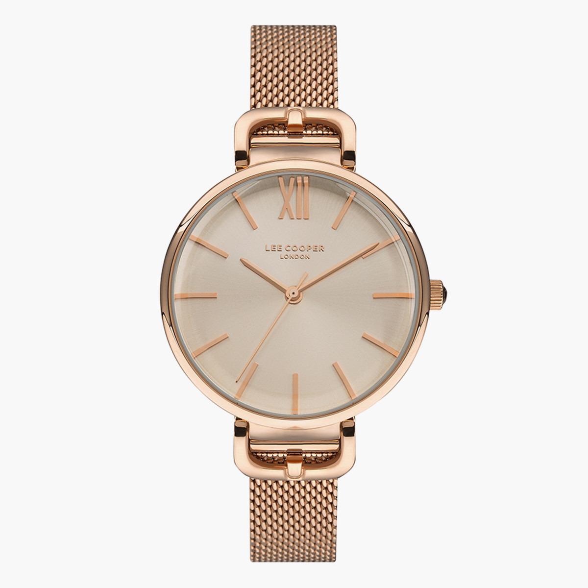 ساعة أنالوج من لي كوبر بمينا ذهبي وردي للنساء - LC07348.410-women-watchesandjewellery-watches-image-1