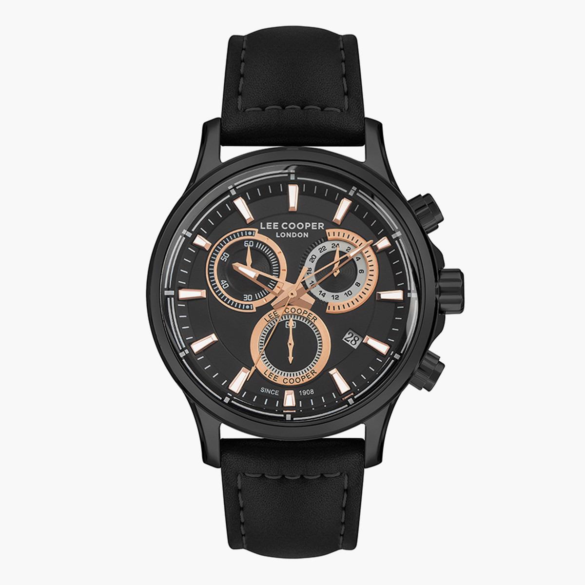 ساعة كرونوغراف من لي كوبر بمينا أسود للرجال - LC07354.442-men-watchesandjewellery-watches-image-1