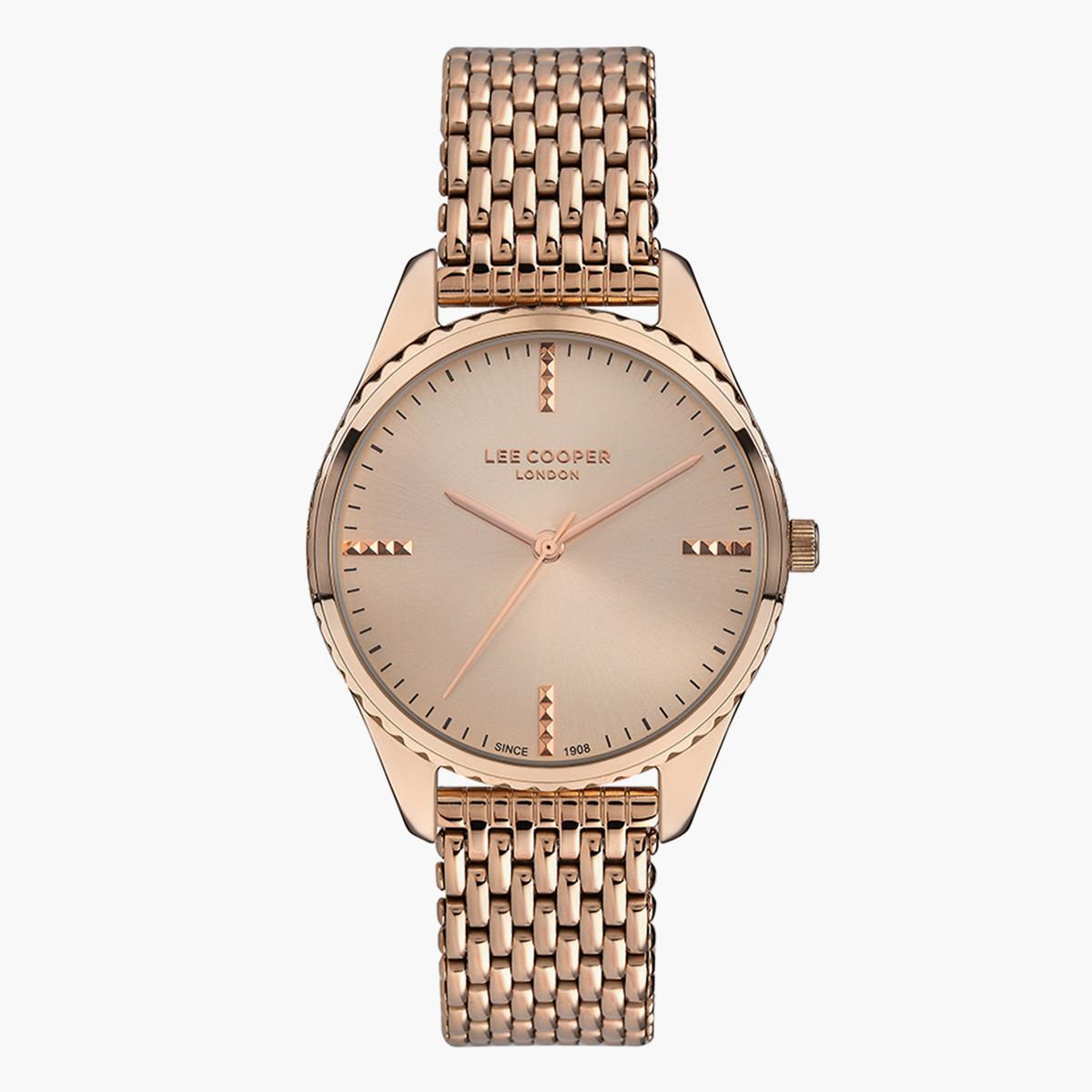 ساعة أنالوج من لي كوبر بمينا ذهبي وردي للنساء - LC07356.410-women-watchesandjewellery-watches-image-1