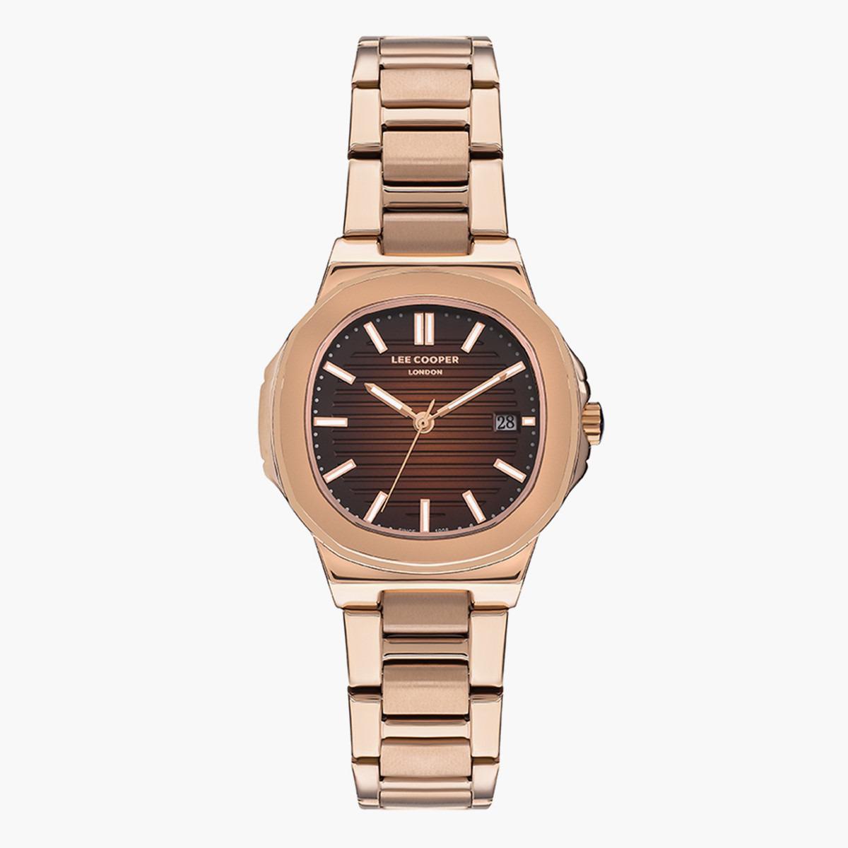 ساعة أنالوج من لي كوبر بمينا بني غامق للنساء - LC07369.460-women-watchesandjewellery-watches-image-1