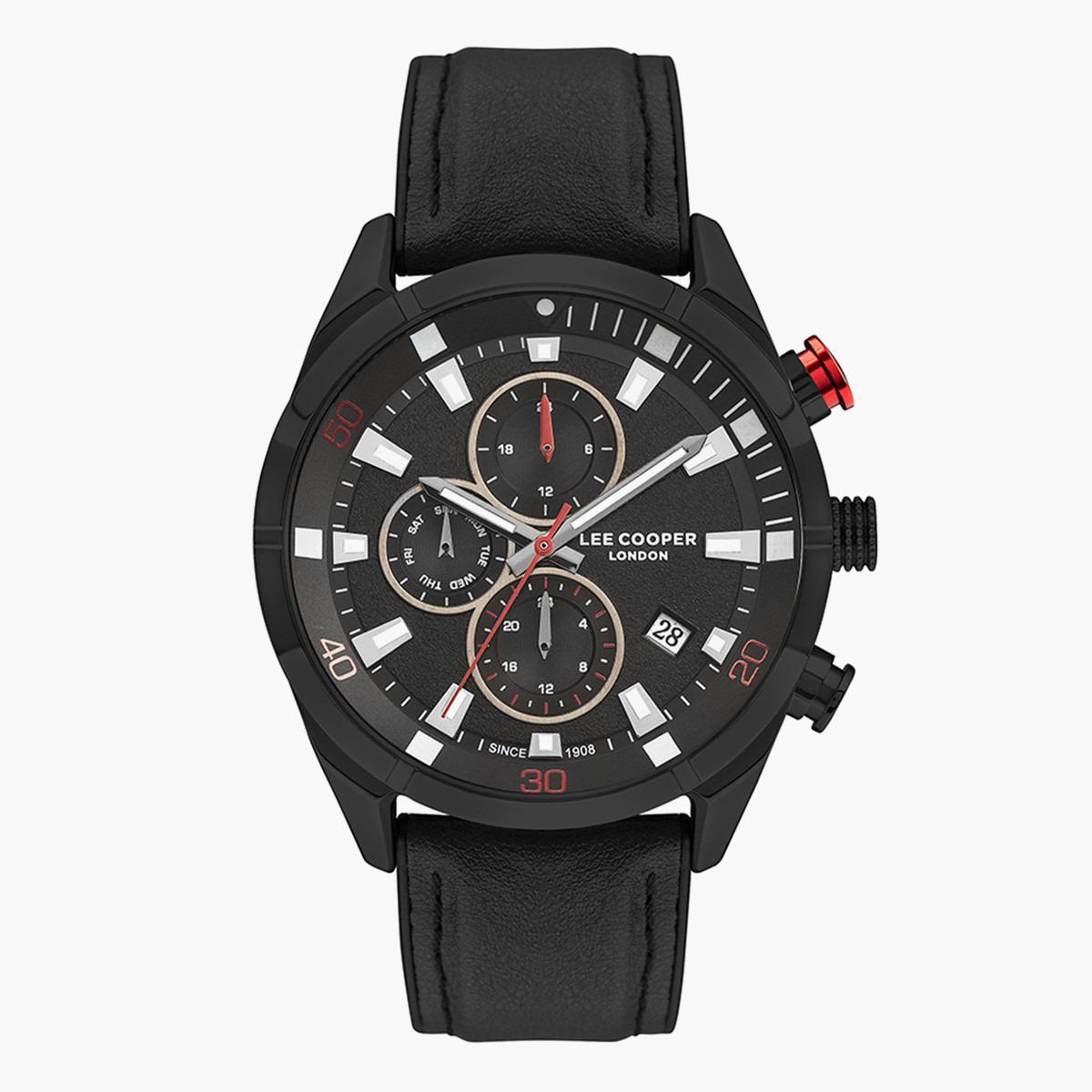 ساعة كرونوغراف من لي كوبر بمينا أسود للرجال - LC07377.651-men-watchesandjewellery-watches-image-1