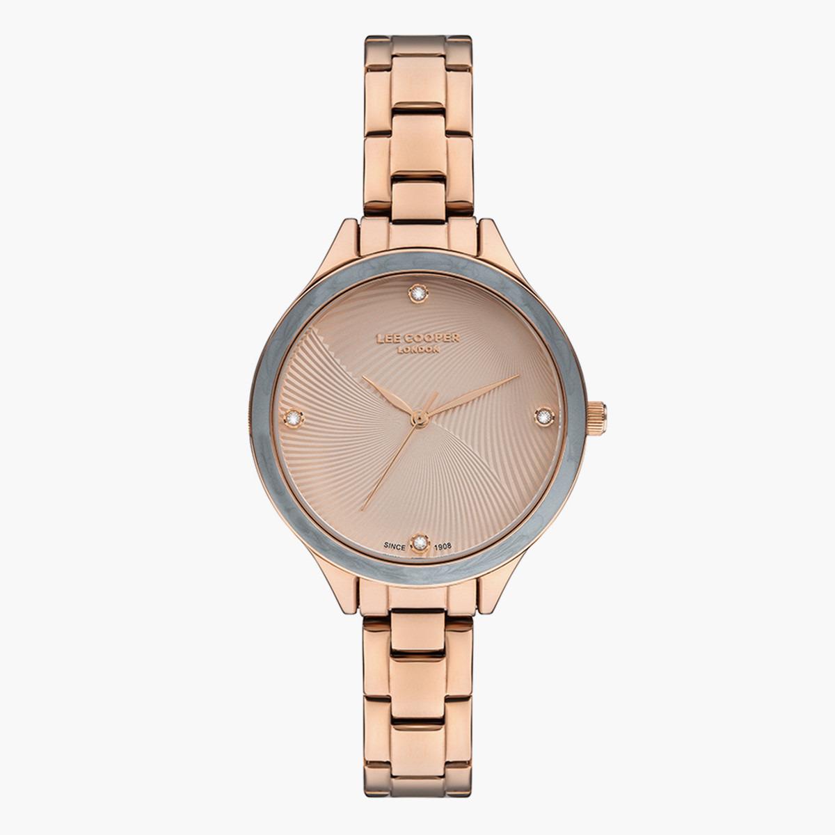 ساعة أنالوج من لي كوبر بمينا ذهبي وردي للنساء - LC07389.410-women-watchesandjewellery-watches-image-1
