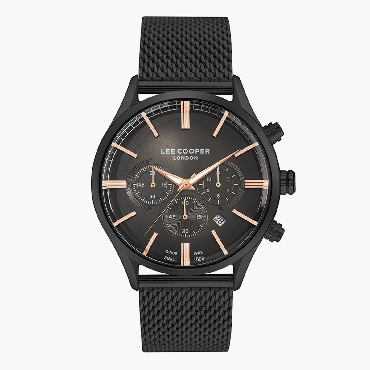 ساعة كرونوغراف من لي كوبر بمينا أسود للرجال - LC07366.650-men-watchesandjewellery-watches-image-1