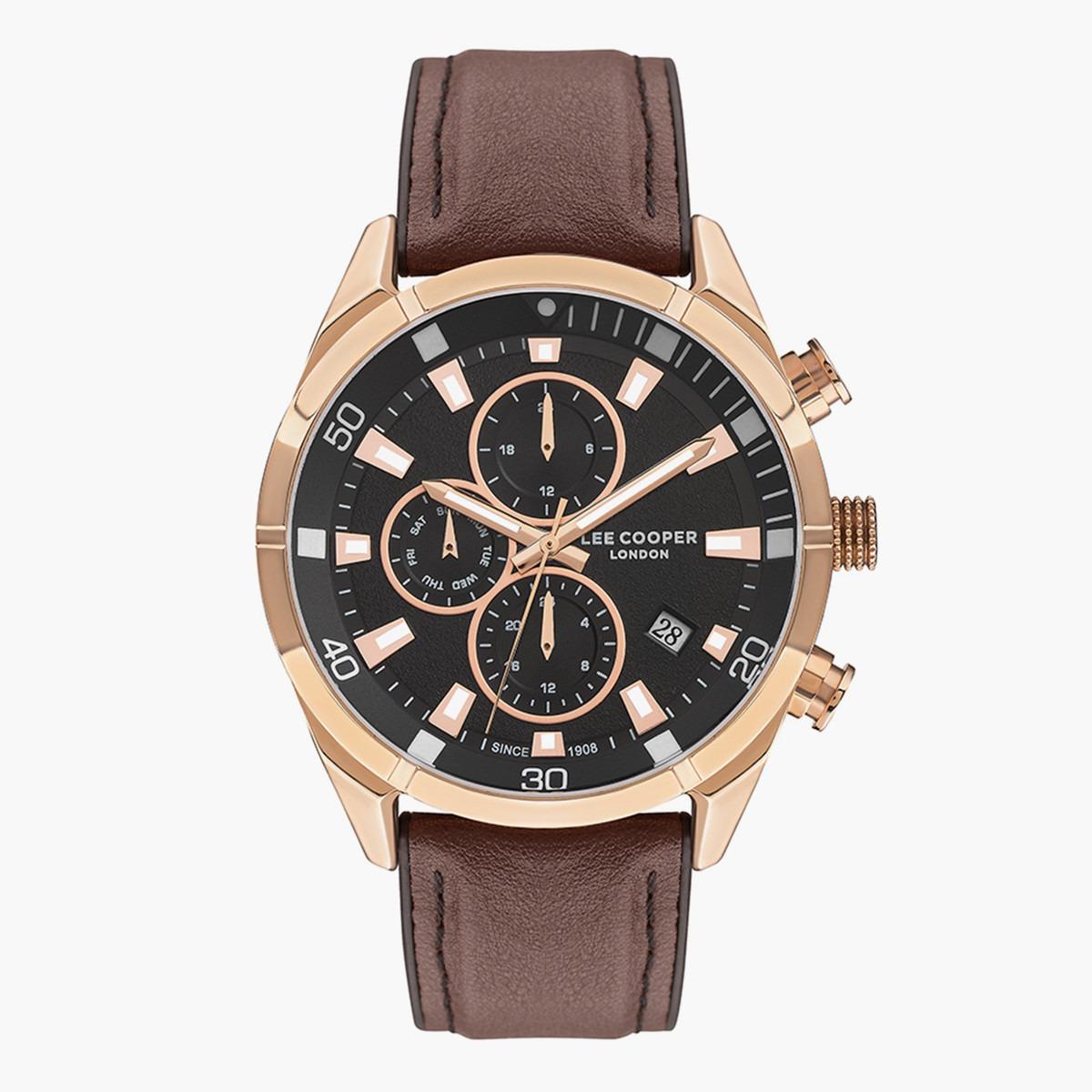 ساعة كرونوغراف من لي كوبر بمينا أسود للرجال - LC07377.452-men-watchesandjewellery-watches-image-1