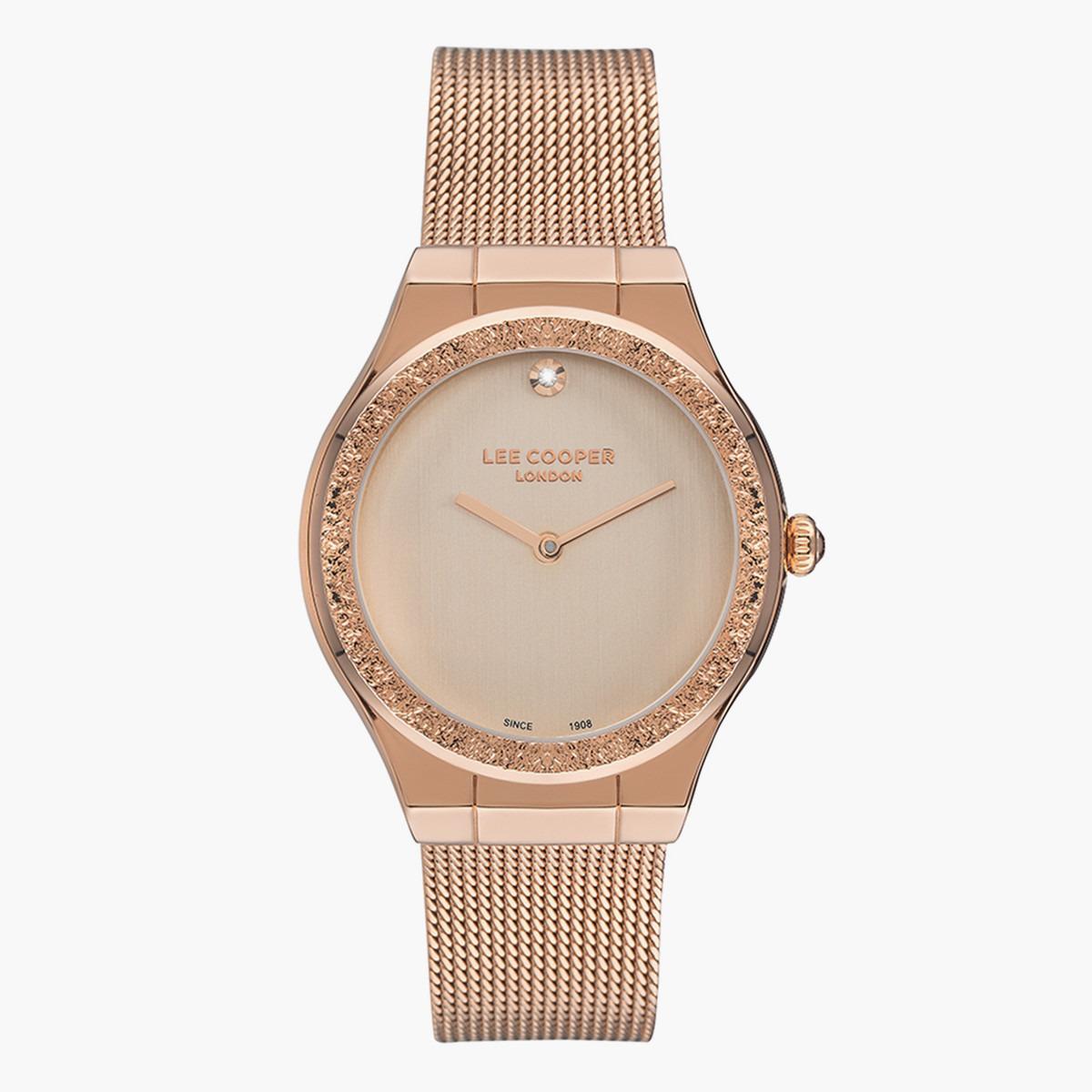 ساعة أنالوج من لي كوبر بمينا ذهبي وردي للنساء - LC07407.410-women-watchesandjewellery-watches-image-1