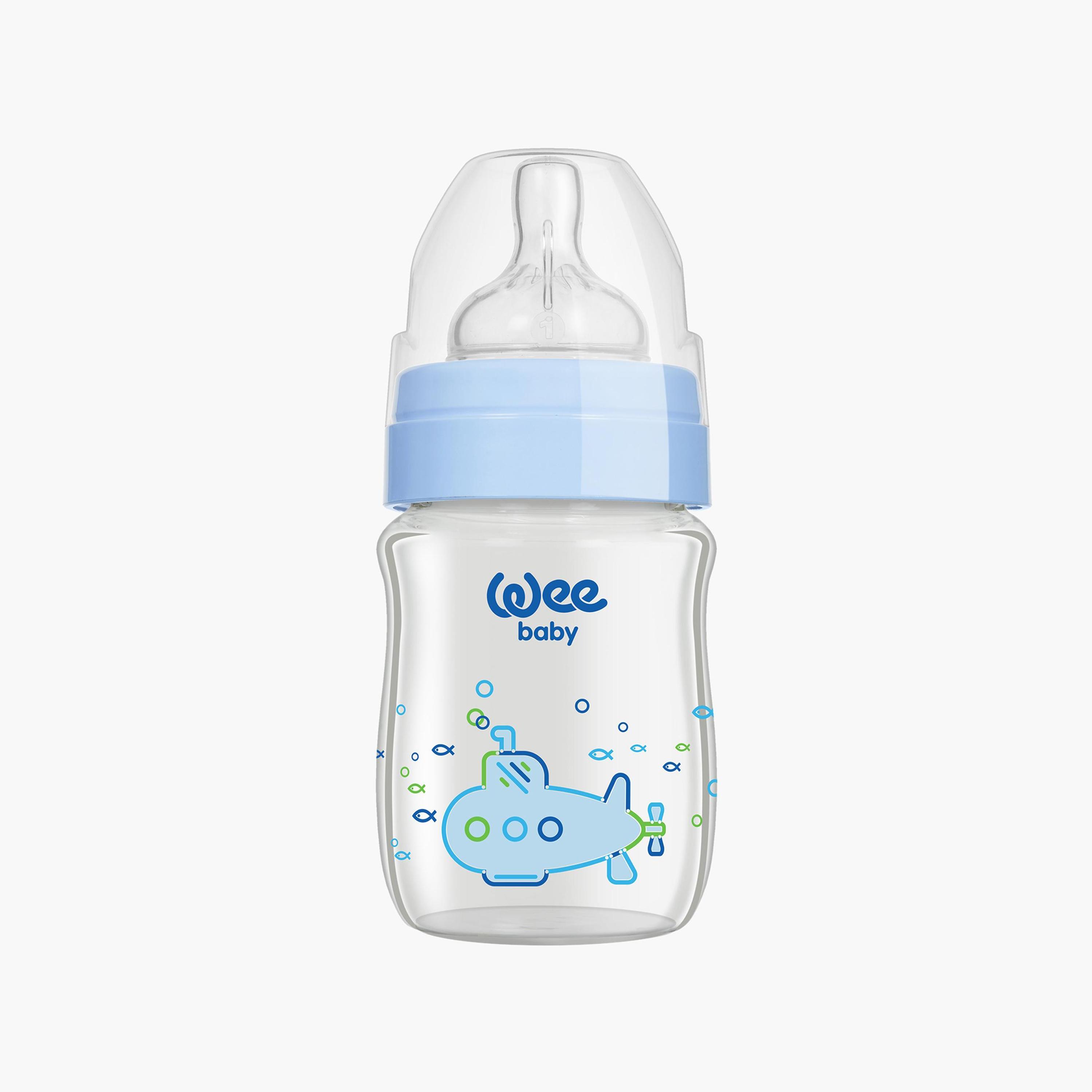 Wee Baby Assorted Wide Neck Glass Feeding Bottle - 120 ml-baby-feeding-feedingbottles-bottlesandteats-image-1