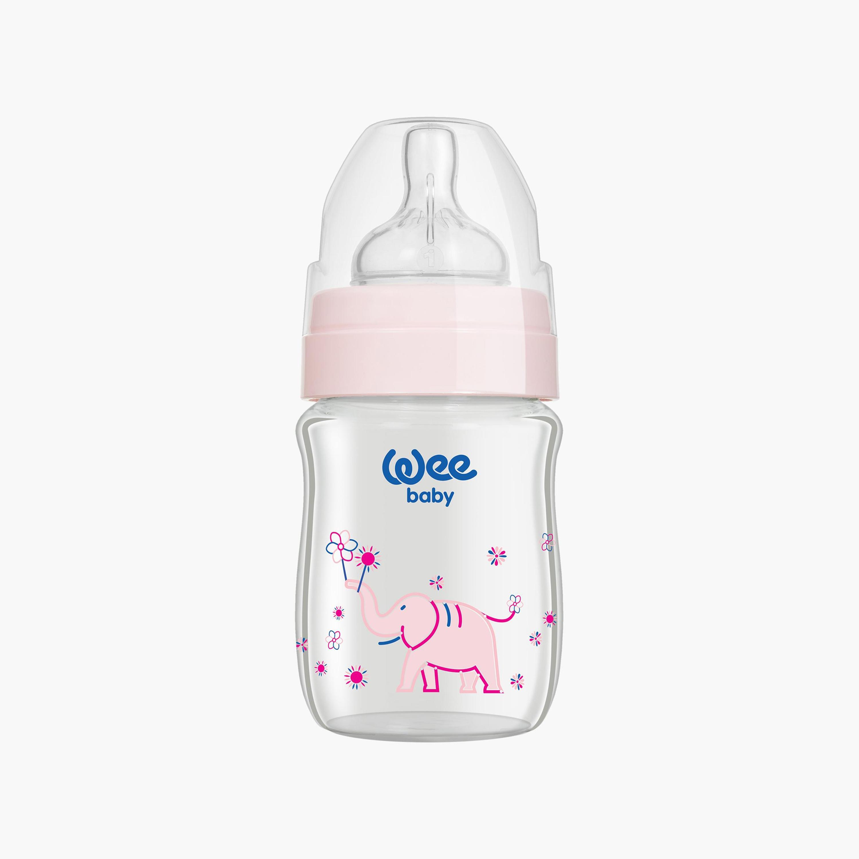Wee Baby Assorted Wide Neck Glass Feeding Bottle - 120 ml-baby-feeding-feedingbottles-bottlesandteats-image-2