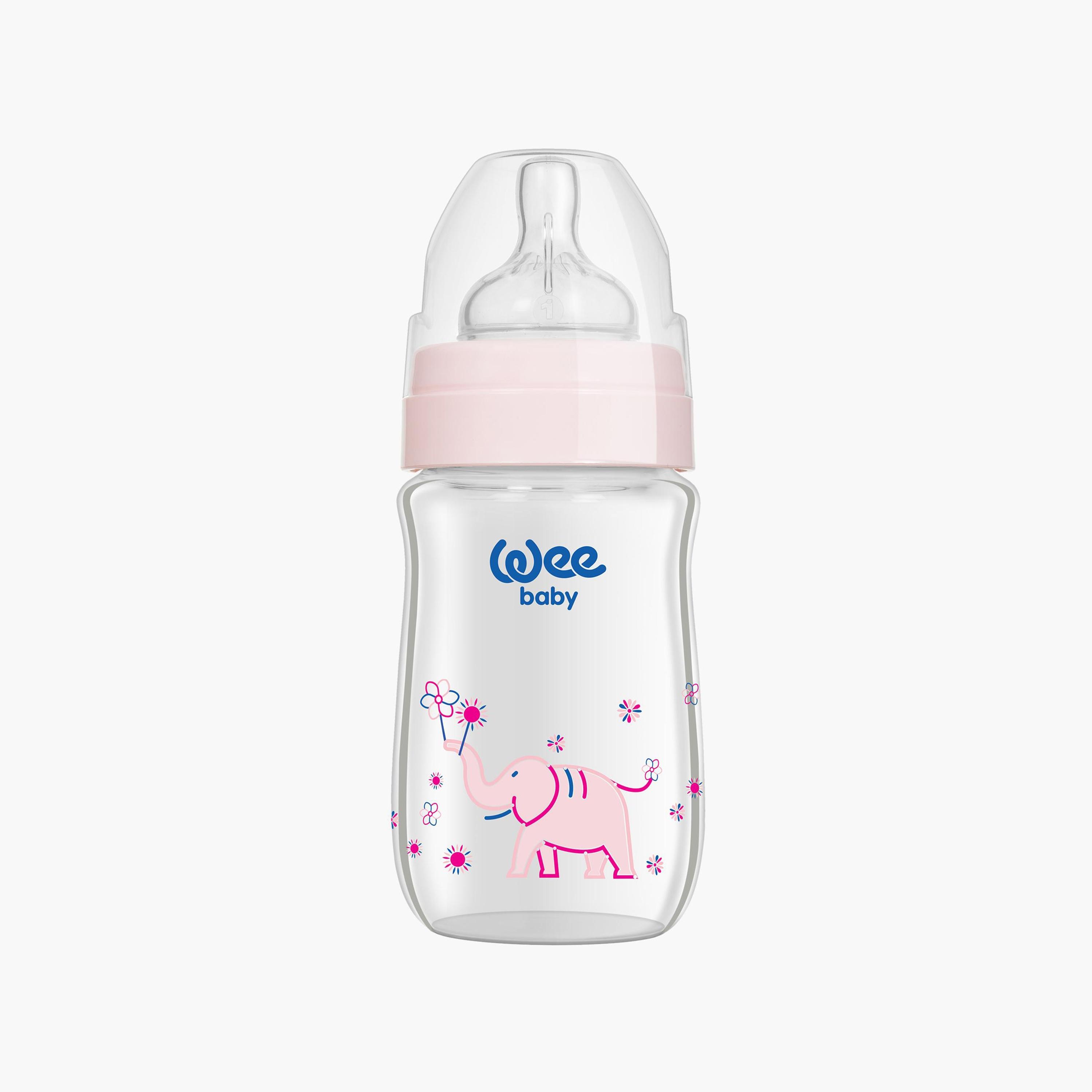 Wee Baby Glass Feeding Bottle with Cap - 180 ml-baby-feeding-feedingbottles-bottlesandteats-image-1