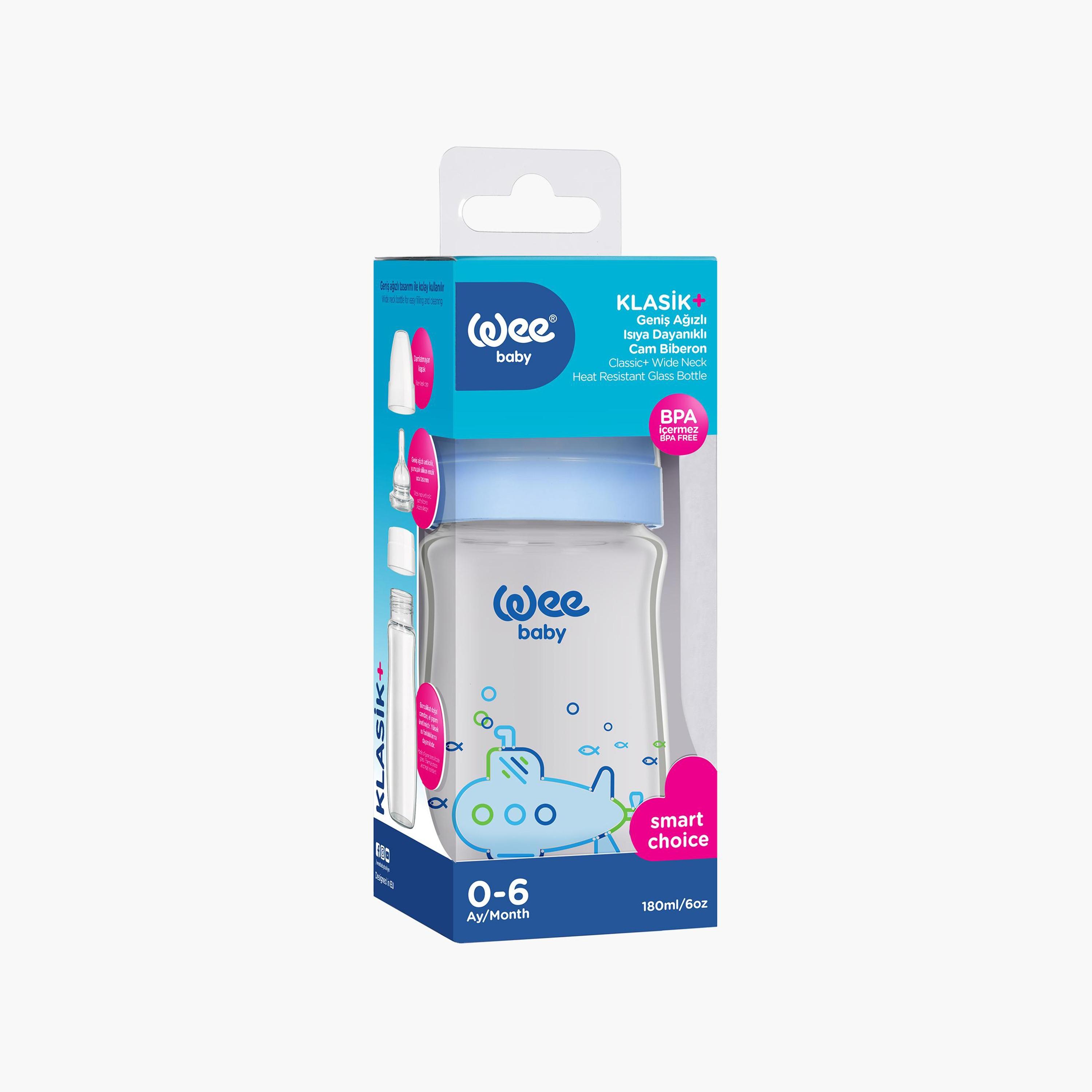 Wee Baby Glass Feeding Bottle with Cap - 180 ml-baby-feeding-feedingbottles-bottlesandteats-image-5