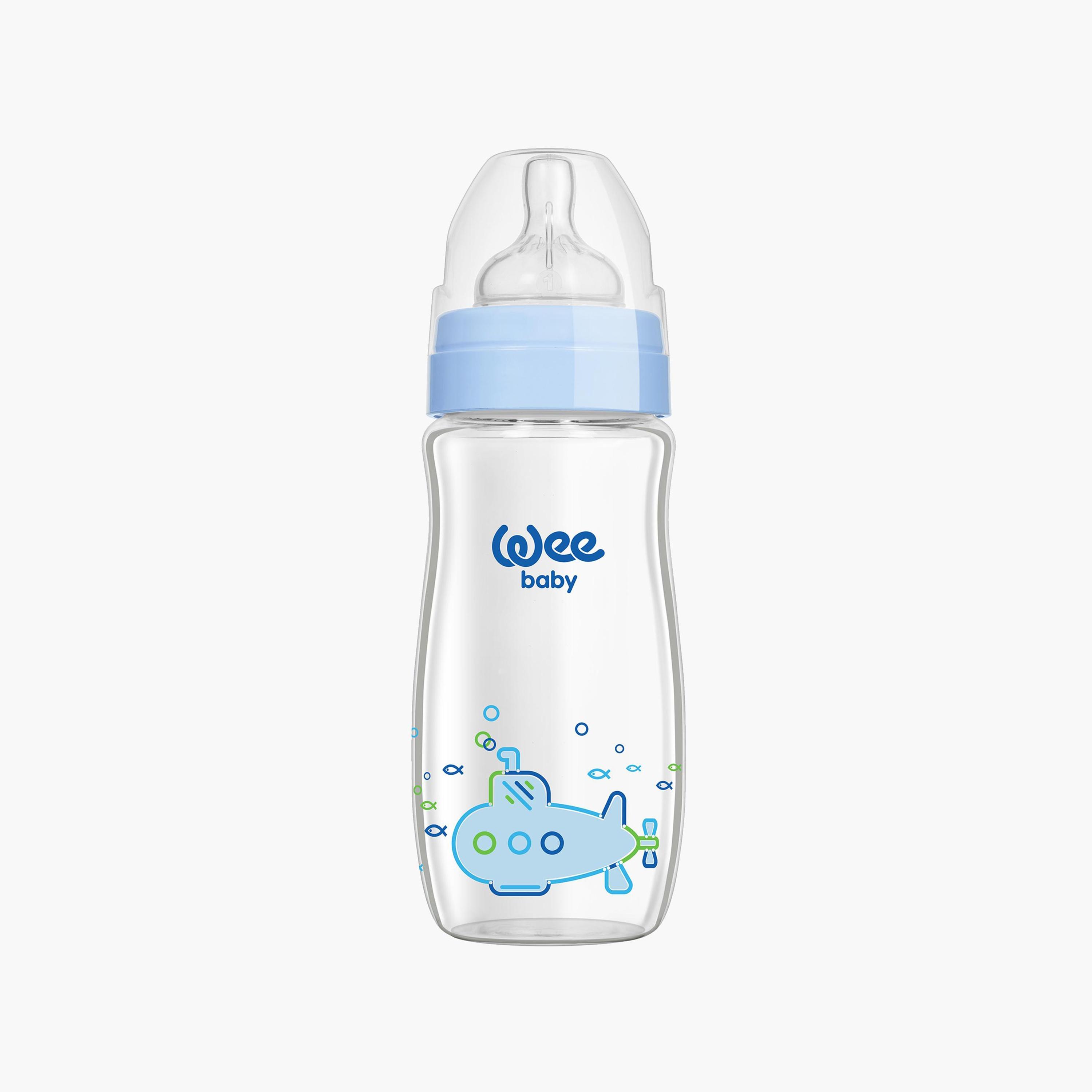 Wee Baby Assorted Heat Resistant Wide Neck Glass Feeding Bottle - 280 ml-baby-feeding-feedingbottles-bottlesandteats-image-2