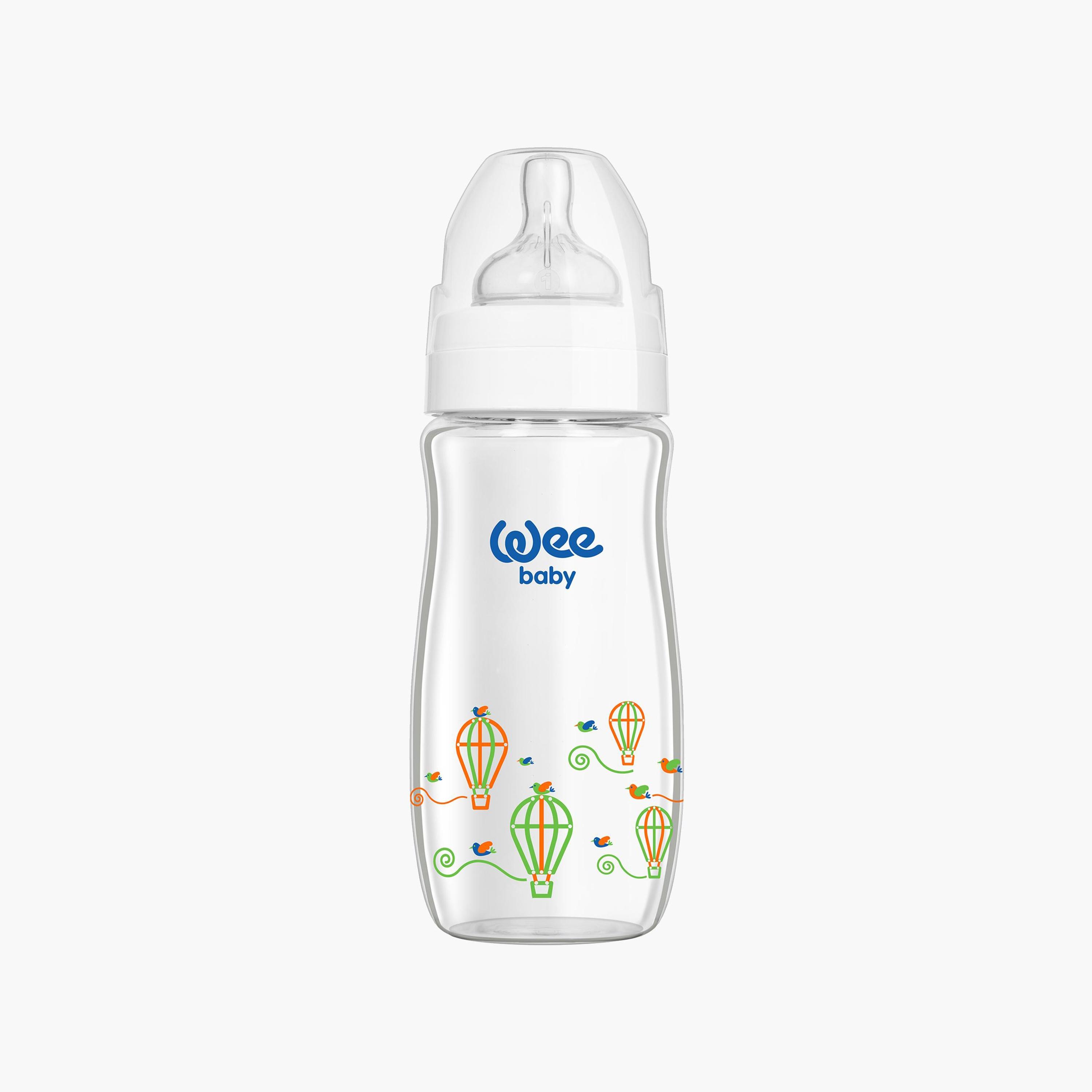 Wee Baby Assorted Heat Resistant Wide Neck Glass Feeding Bottle - 280 ml-baby-feeding-feedingbottles-bottlesandteats-image-3