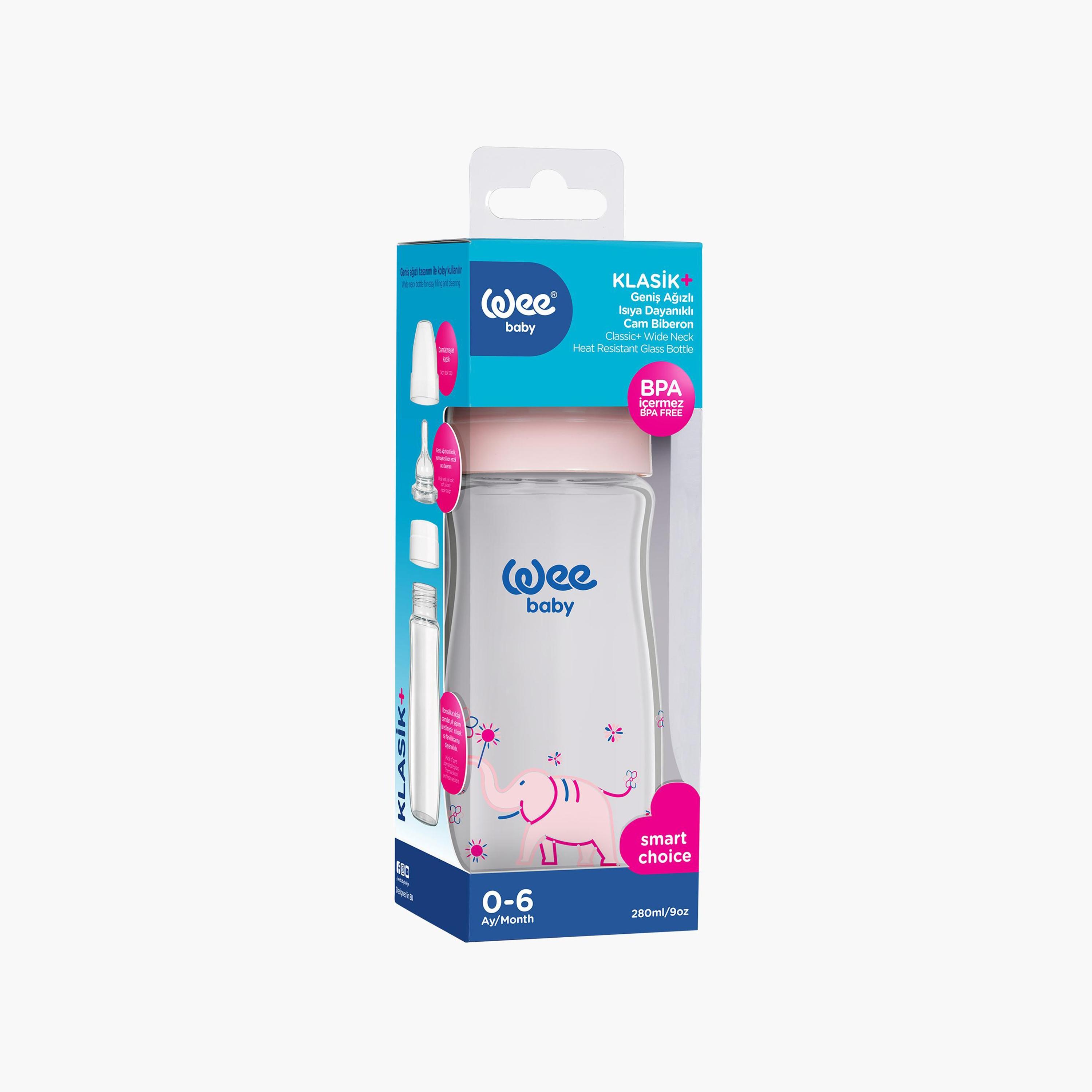 Wee Baby Assorted Heat Resistant Wide Neck Glass Feeding Bottle - 280 ml-baby-feeding-feedingbottles-bottlesandteats-image-5