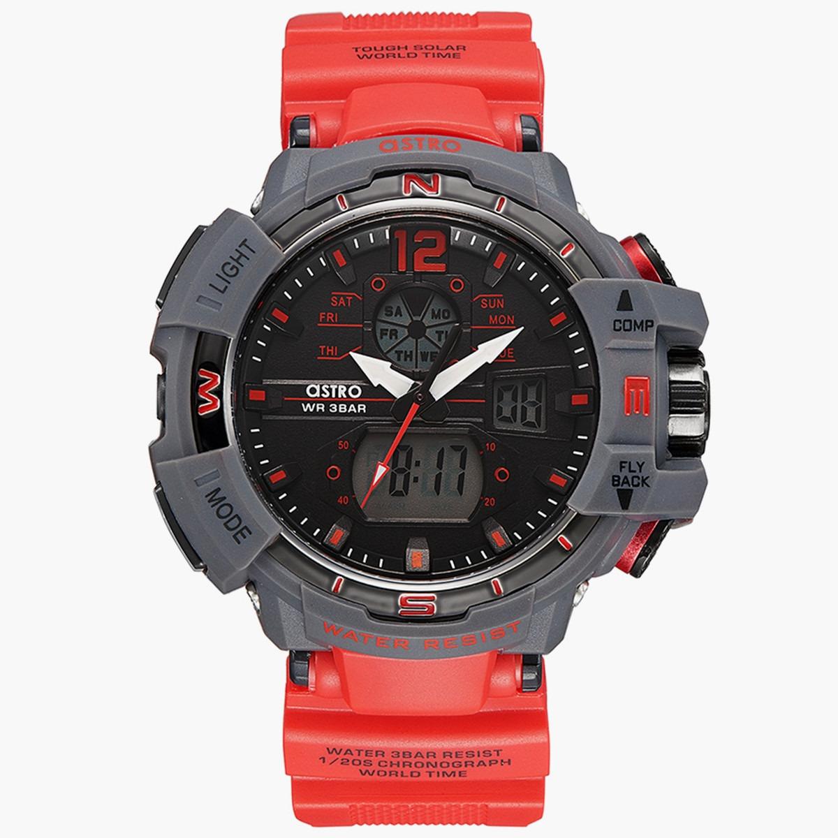 ساعة انالوج الرقمية من استرو للرجال بسوار بولي يوريثين مع لون احمر - A22804-PPRB-men-watchesandjewellery-watches-image-1