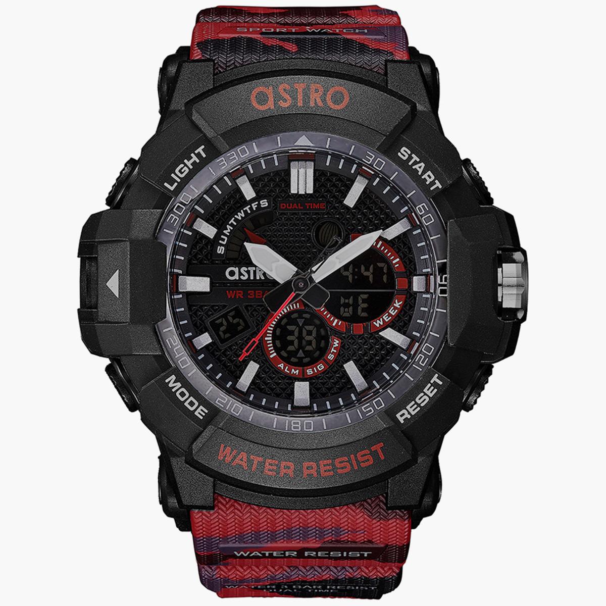 ساعة انالوج الرقمية المموهة من استرو للاطفال بسوار بولي يوريثين مع لون احمر - A21808-PPRB-boys-accessories-watches-image-1