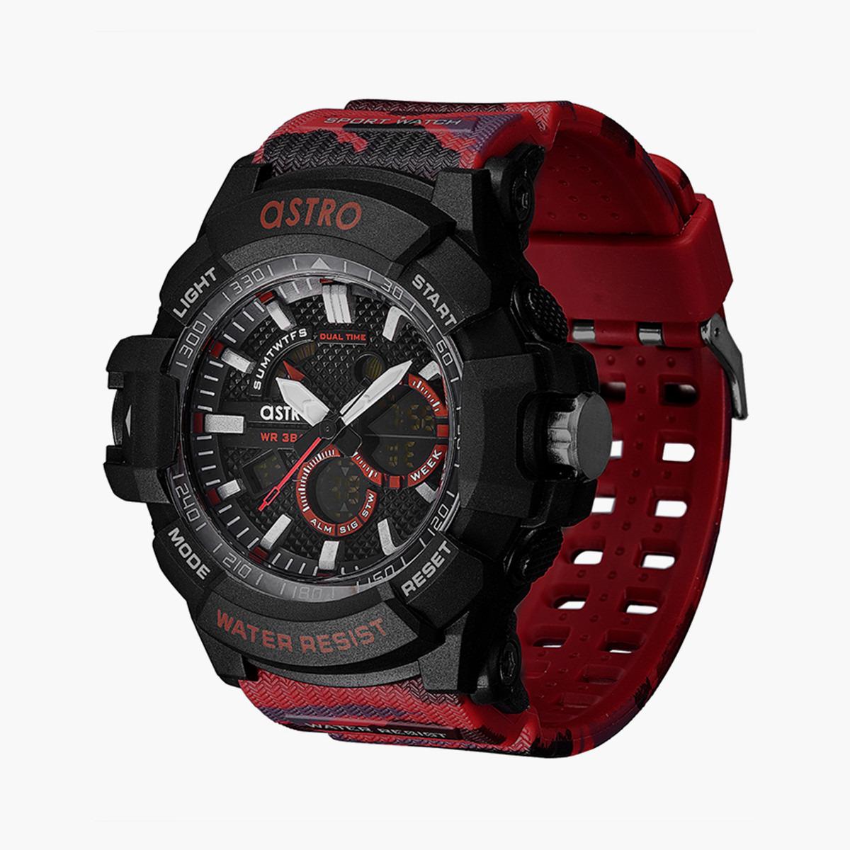 ساعة انالوج الرقمية المموهة من استرو للاطفال بسوار بولي يوريثين مع لون احمر - A21808-PPRB-boys-accessories-watches-image-2