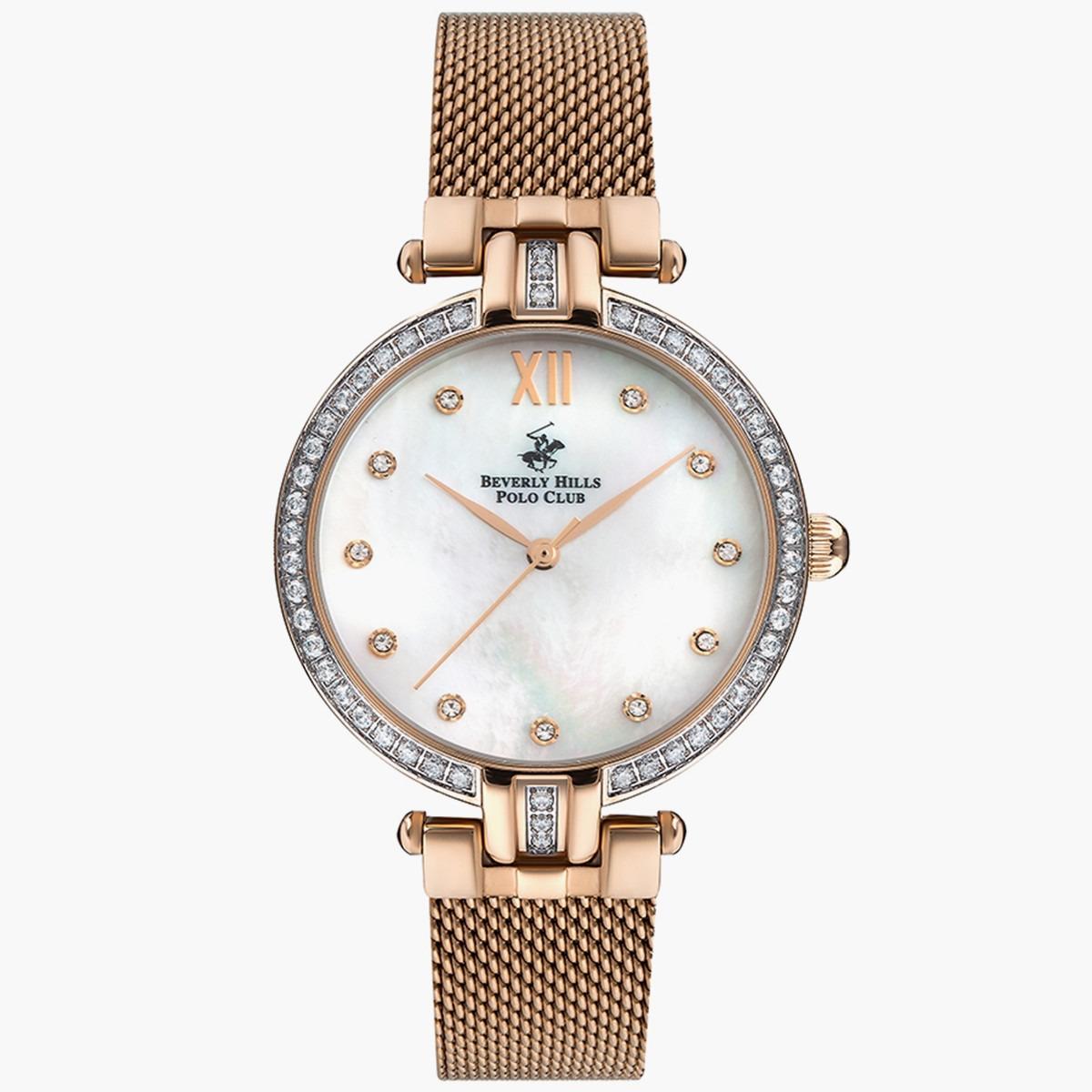 ساعة بيفرلي هيلز بولو كلوب من انالوج بسوار ذهبي وردي شبكي للنساء - BP3257C.420-women-watchesandjewellery-watches-image-1