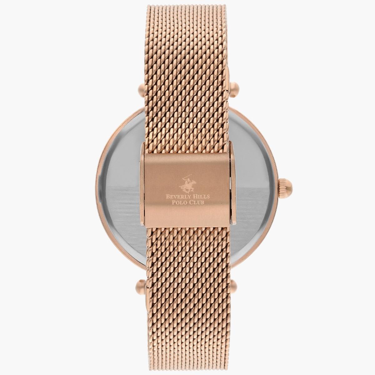 ساعة بيفرلي هيلز بولو كلوب من انالوج بسوار ذهبي وردي شبكي للنساء - BP3257C.420-women-watchesandjewellery-watches-image-3
