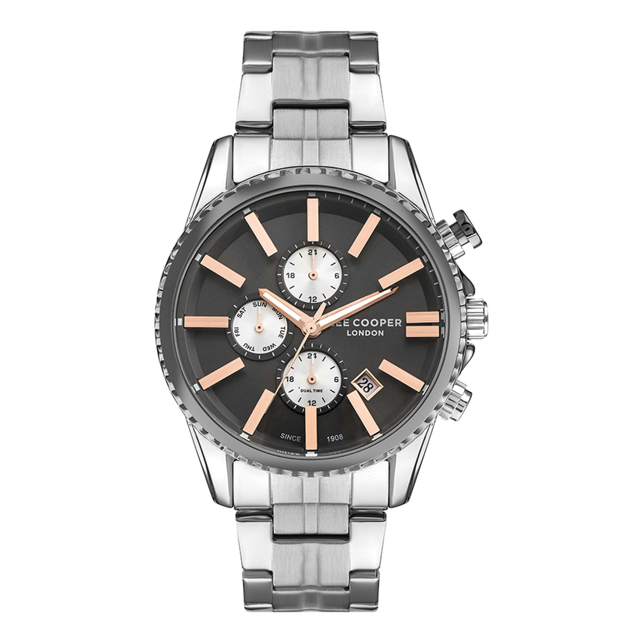  LC07397.360-ساعة كرونوغراف من لي كوبر بمينا غون ميتال للرجال -men-watchesandjewellery-watches-image-1