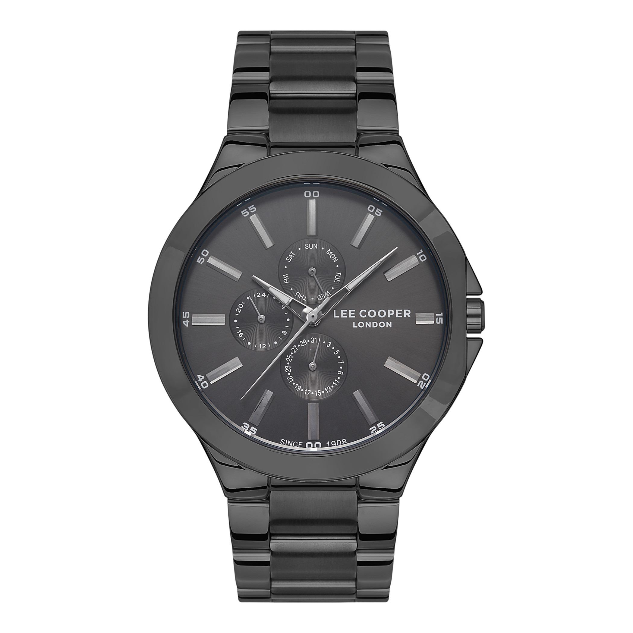  LC07427.060-ساعة أنالوج من لي كوبر بمينا أسود للرجال -men-watchesandjewellery-watches-image-1