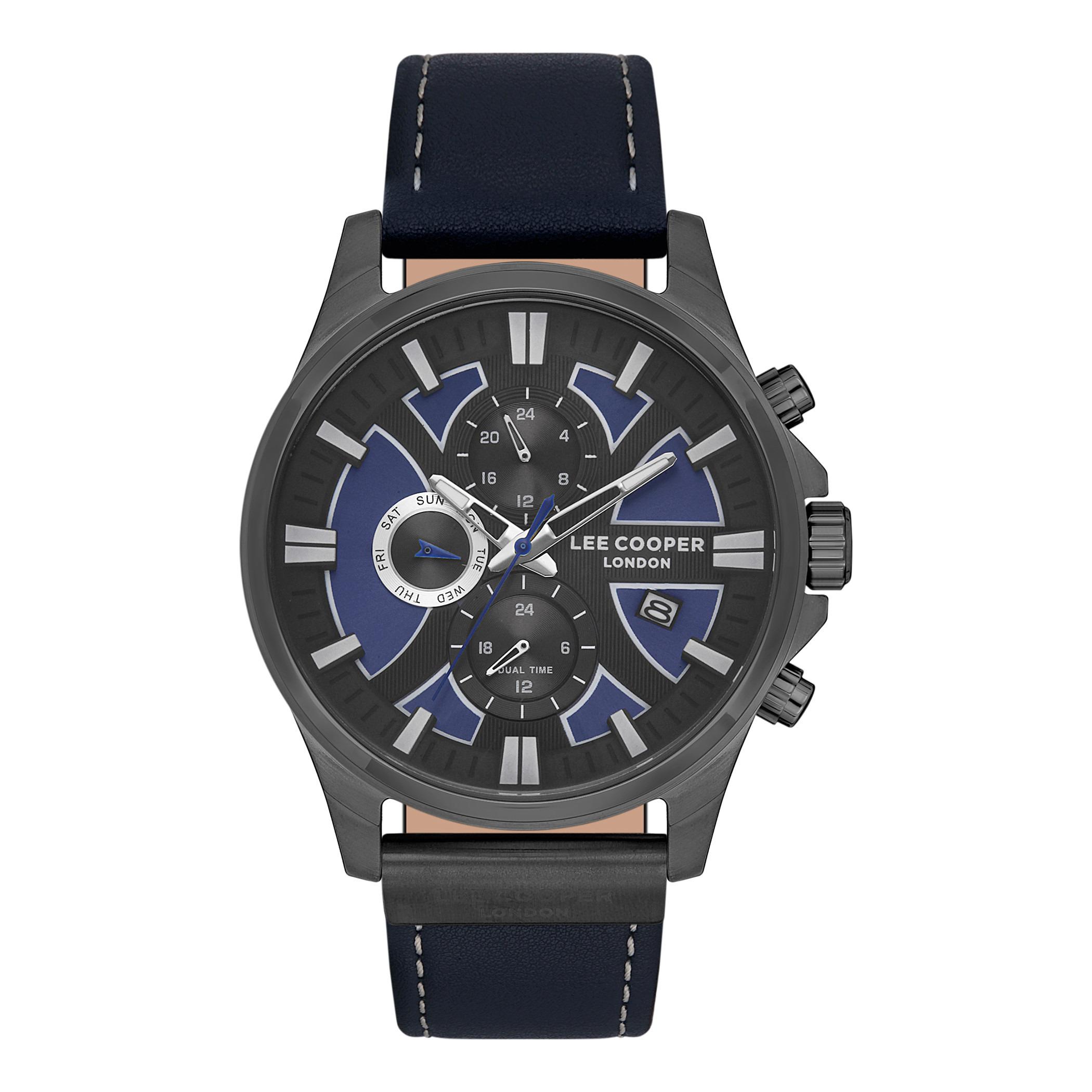  LC07425.069-ساعة كرونوغراف من لي كوبر بمينا أسود للرجال -men-watchesandjewellery-watches-image-1