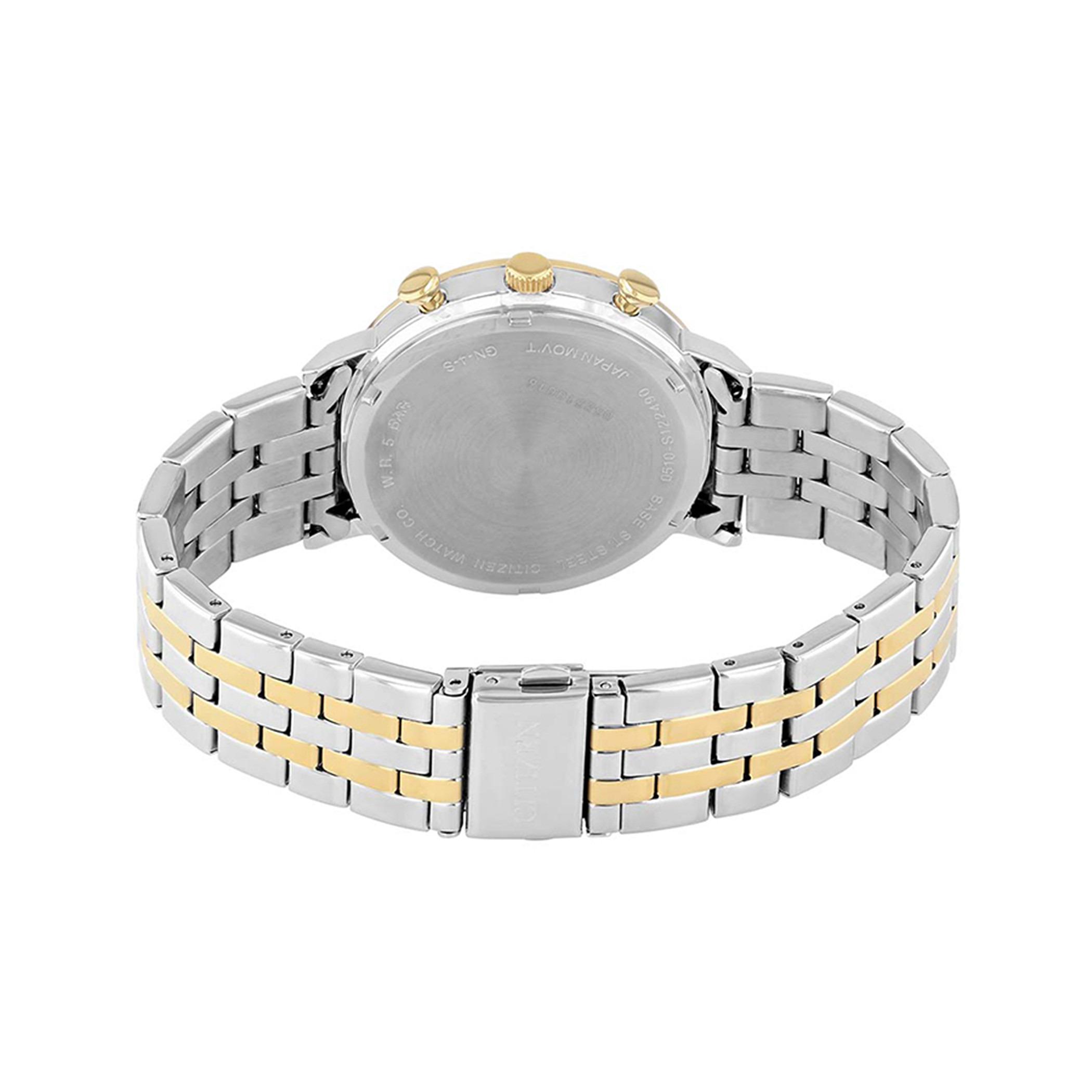  AN3616-75E-ساعة كرونوغراف من سيتيزن كوارتز للرجال بمينا اسود مع سوار فضي وذهبي -men-watchesandjewellery-watches-image-3