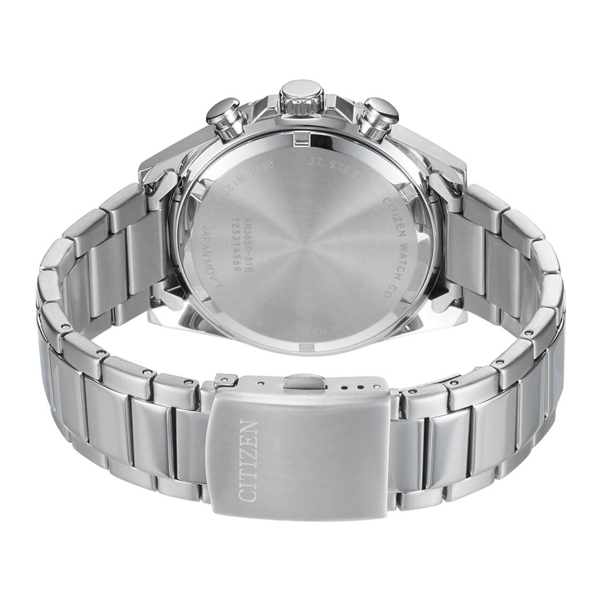  AN3650-51E-ساعة كرونوغراف من سيتيزن كوارتز للرجال بمينا اسود مع سوار فضي -men-watchesandjewellery-watches-image-3