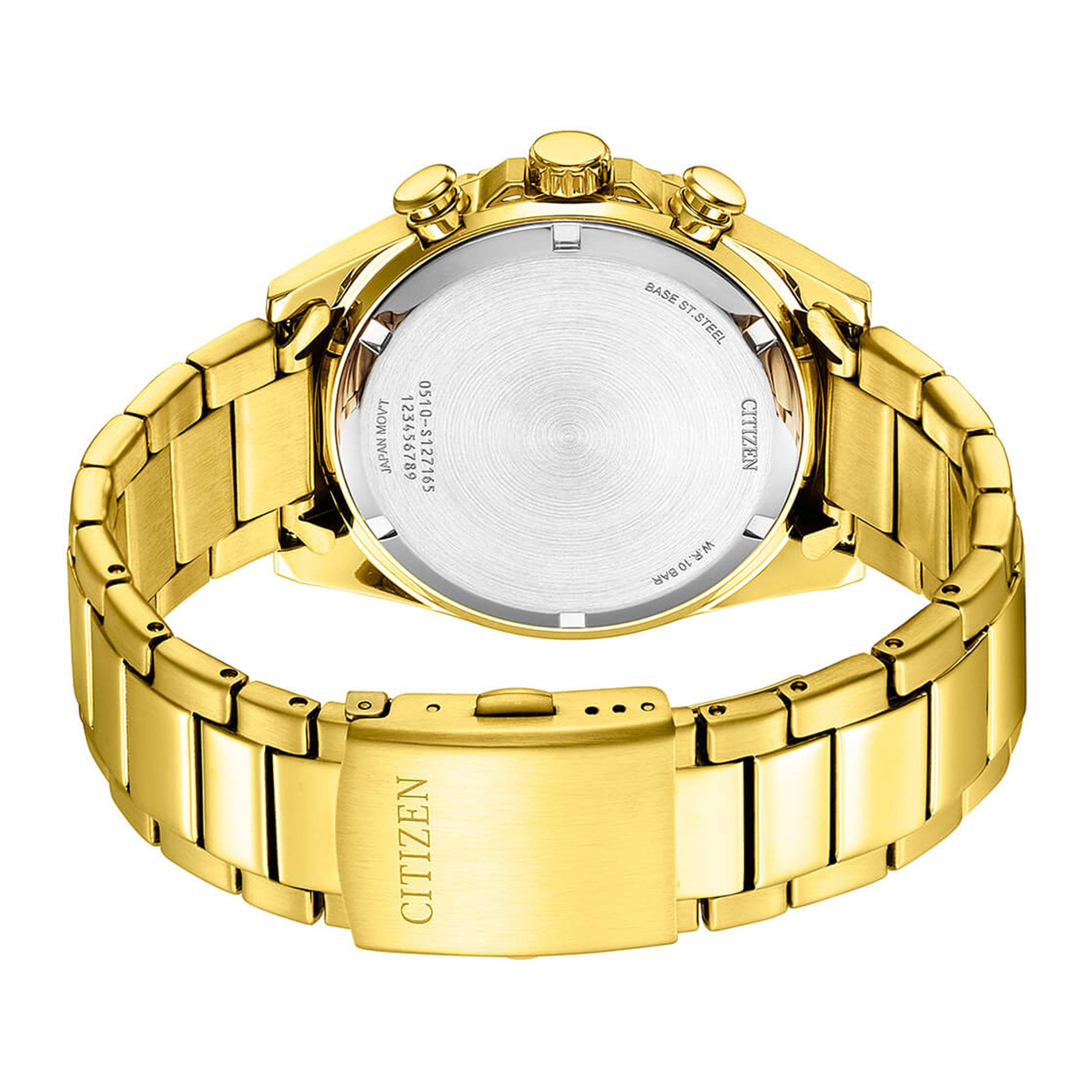  AN3652-55E-ساعة كرونوغراف من سيتيزن كوارتز للرجال بمينا اسود مع سوار ذهبي -men-watchesandjewellery-watches-image-3