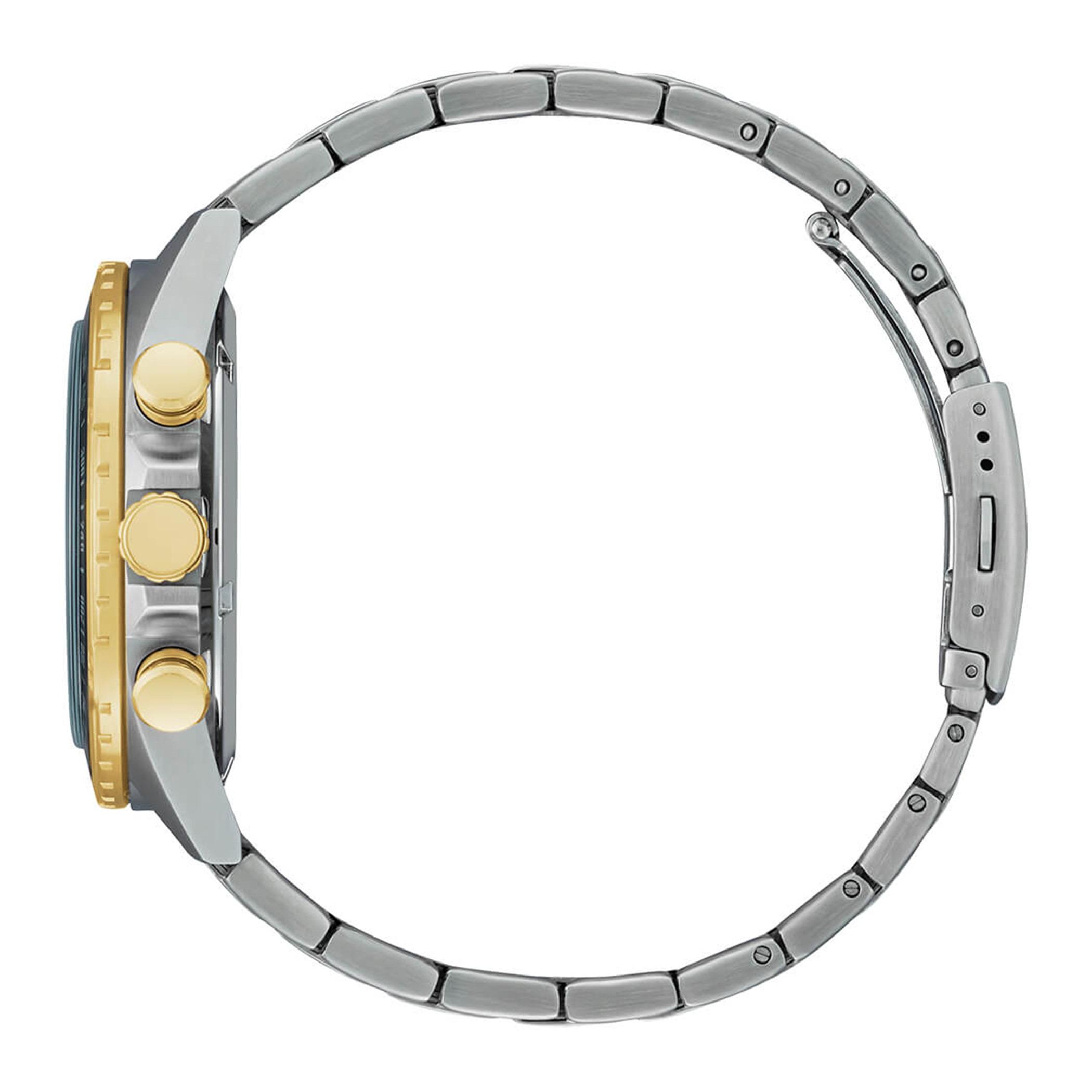  AN3654-50L-ساعة كرونوغراف من سيتيزن كوارتز للرجال بمينا ازرق مع سوار فضي وذهبي -men-watchesandjewellery-watches-image-2
