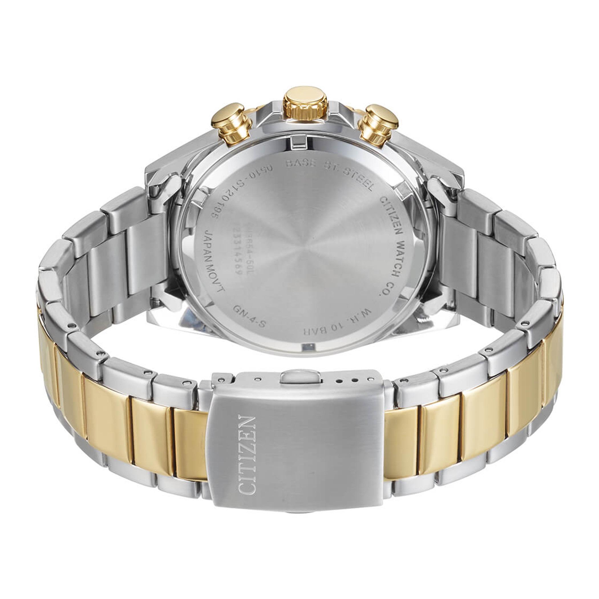  AN3654-50L-ساعة كرونوغراف من سيتيزن كوارتز للرجال بمينا ازرق مع سوار فضي وذهبي -men-watchesandjewellery-watches-image-3
