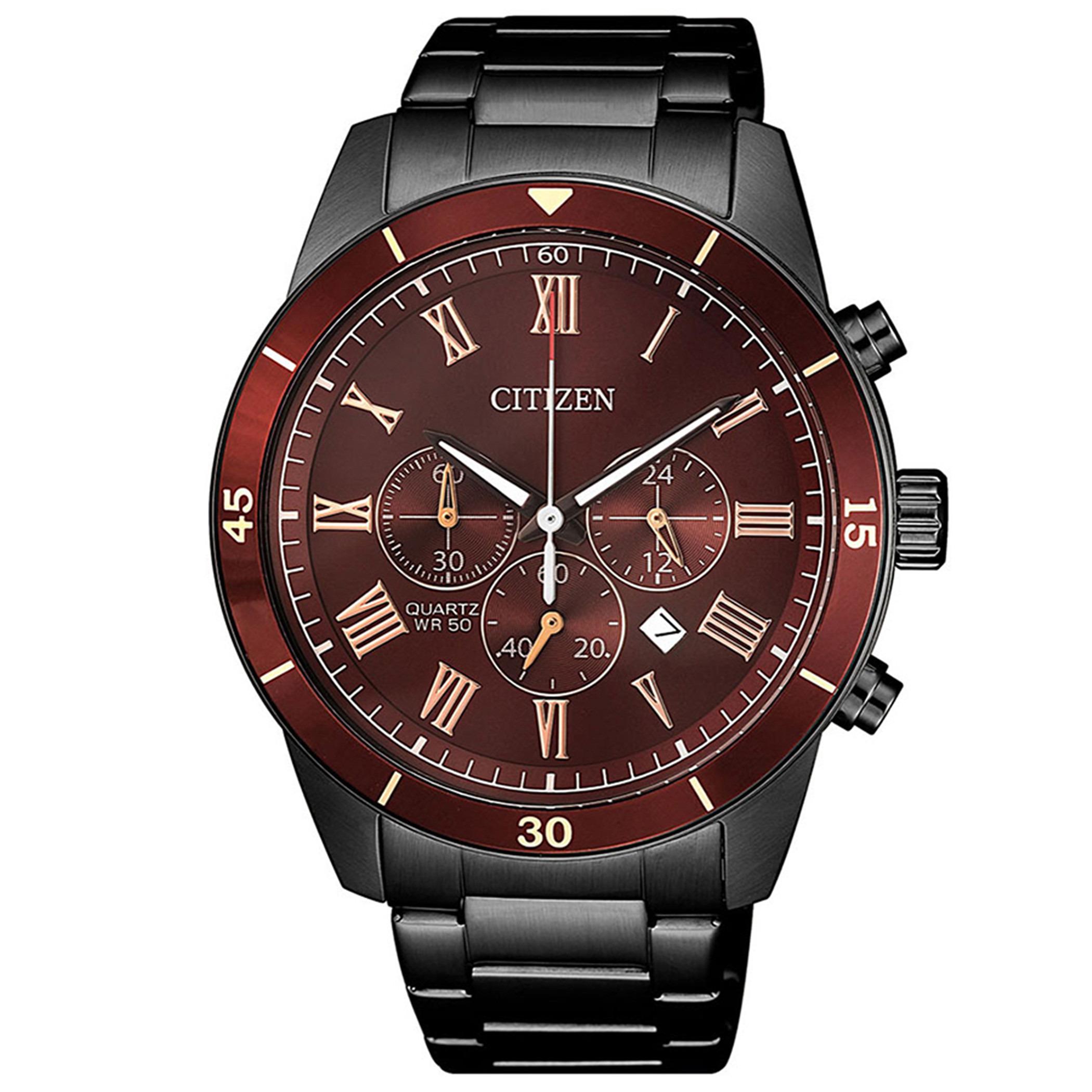  AN8167-53X-ساعة كرونوغراف من سيتيزن كوارتز للرجال بمينا احمر مع سوار اسود -men-watchesandjewellery-watches-image-1