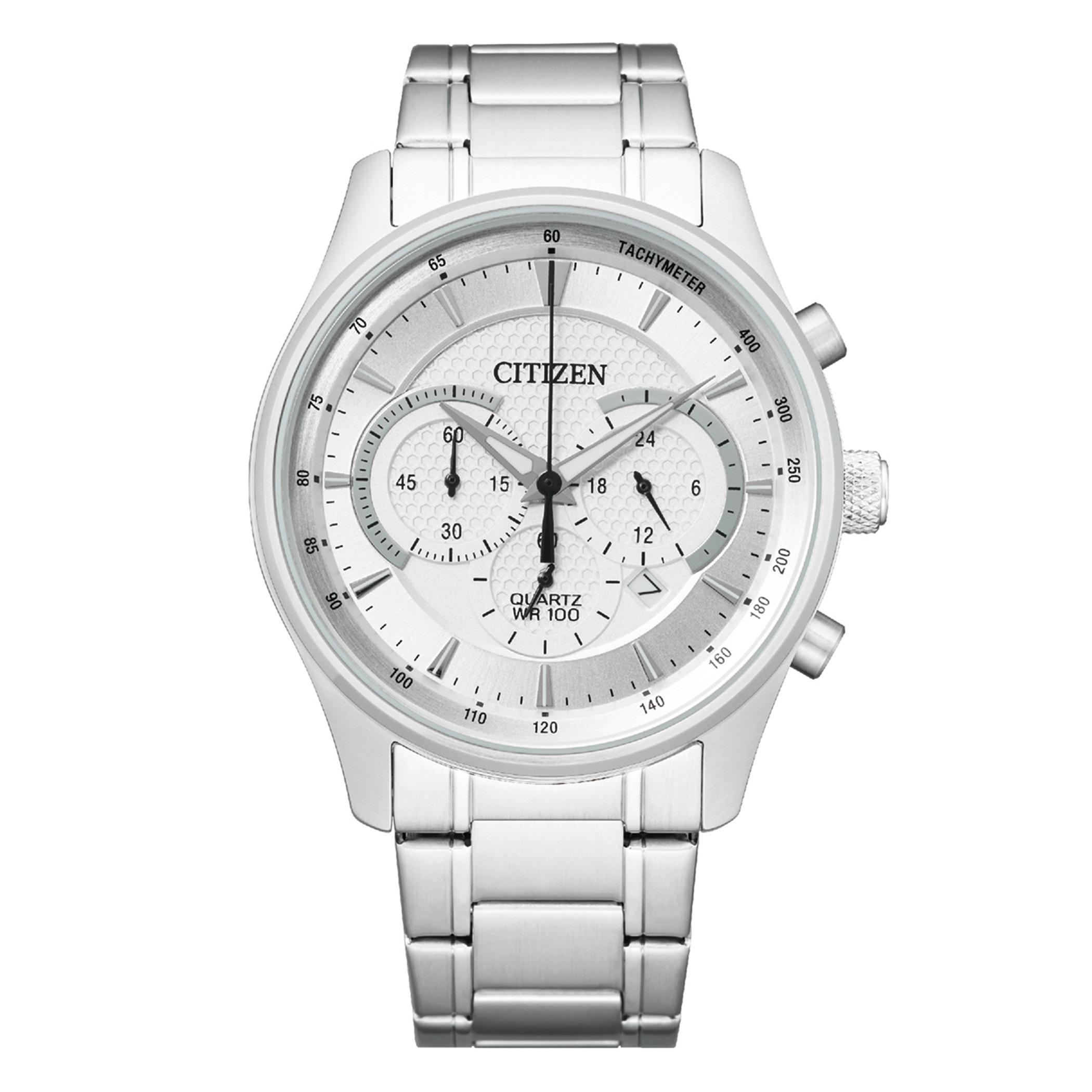 Citizen Quartz Men White Dial Chronograph Watch with Silver Strap - AN8190-51A-men-watchesandjewellery-watches-image-1