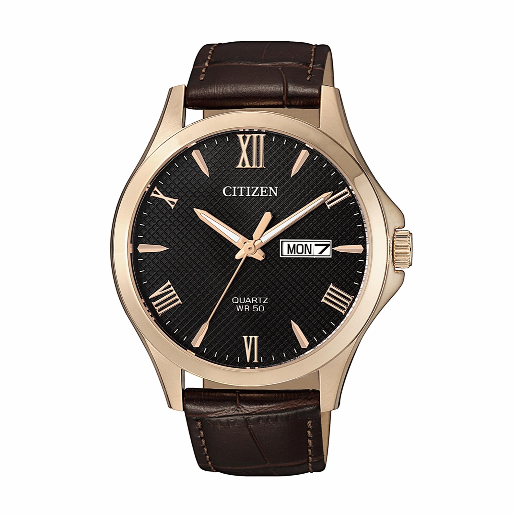  BF2023-01H-ساعة انالوج من سيتيزن كوارتز للرجال بمينا اسود مع سوار بني -men-watchesandjewellery-watches-image-1
