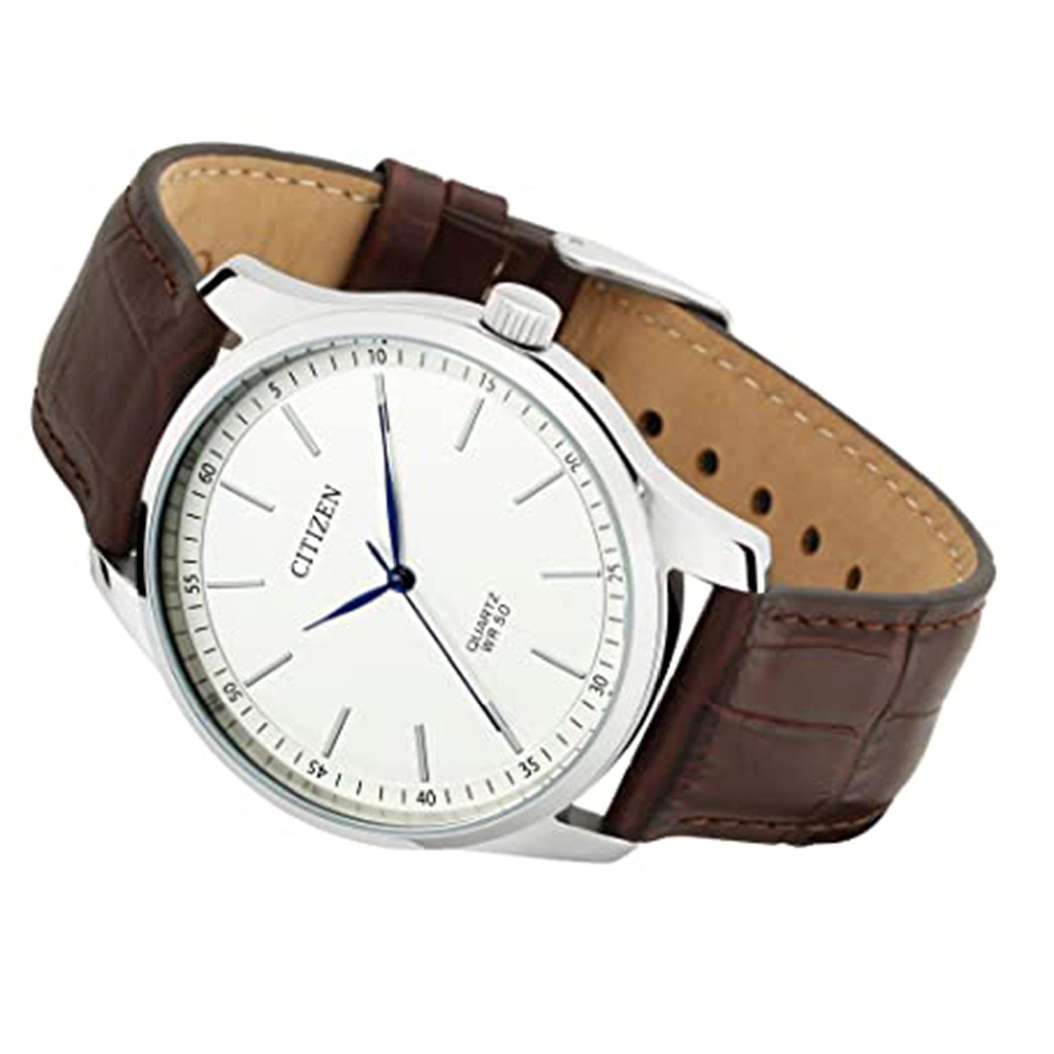  BH5000-08A-ساعة انالوج من سيتيزن كوارتز للرجال بمينا ابیض مع سوار بني -men-watchesandjewellery-watches-image-3