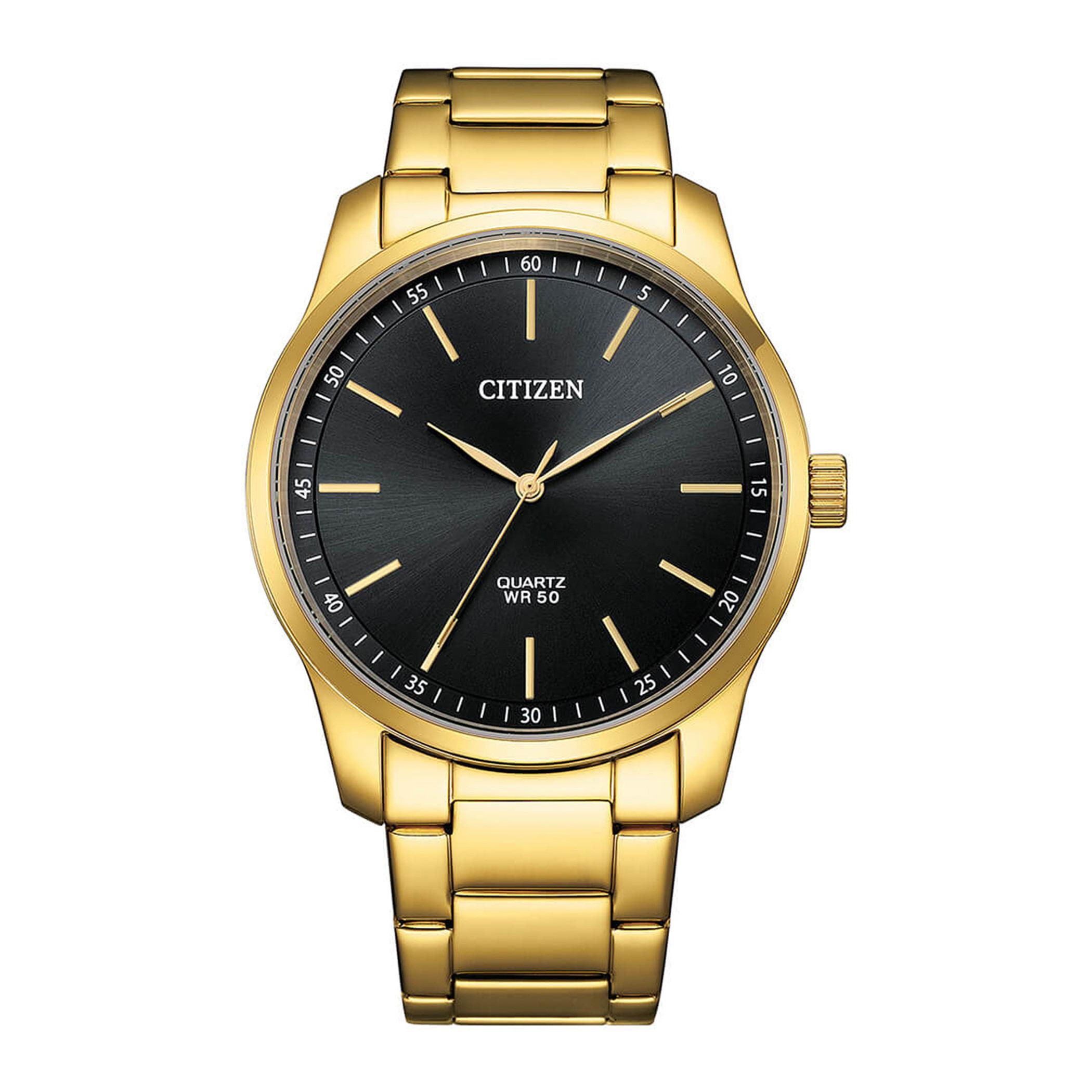 Citizen Quartz Men Black Dial Analog Watch with Gold Strap - BH5002-53E-men-watchesandjewellery-watches-image-1