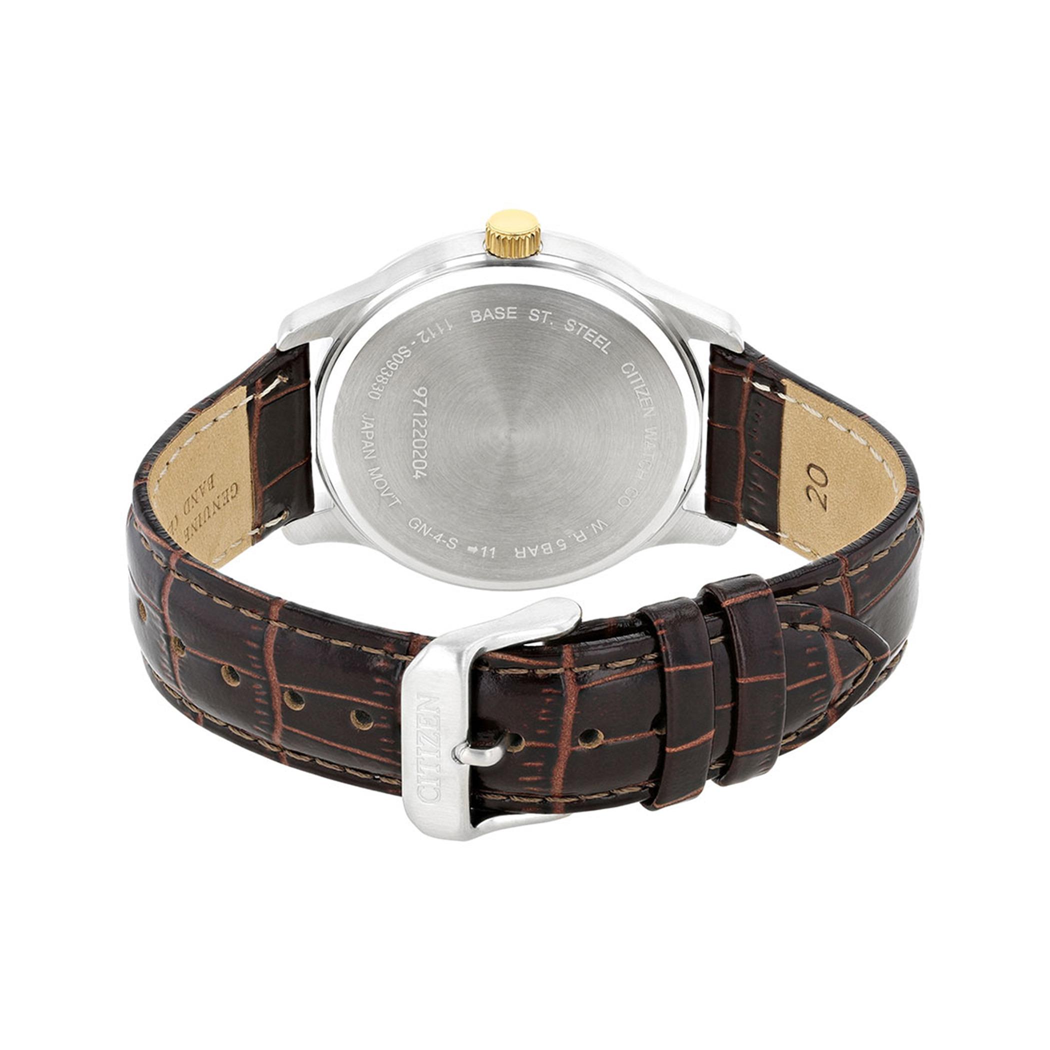  BI1054-04A-ساعة انالوج من سيتيزن كوارتز للرجال بمينا ابیض مع سوار بني -men-watchesandjewellery-watches-image-3