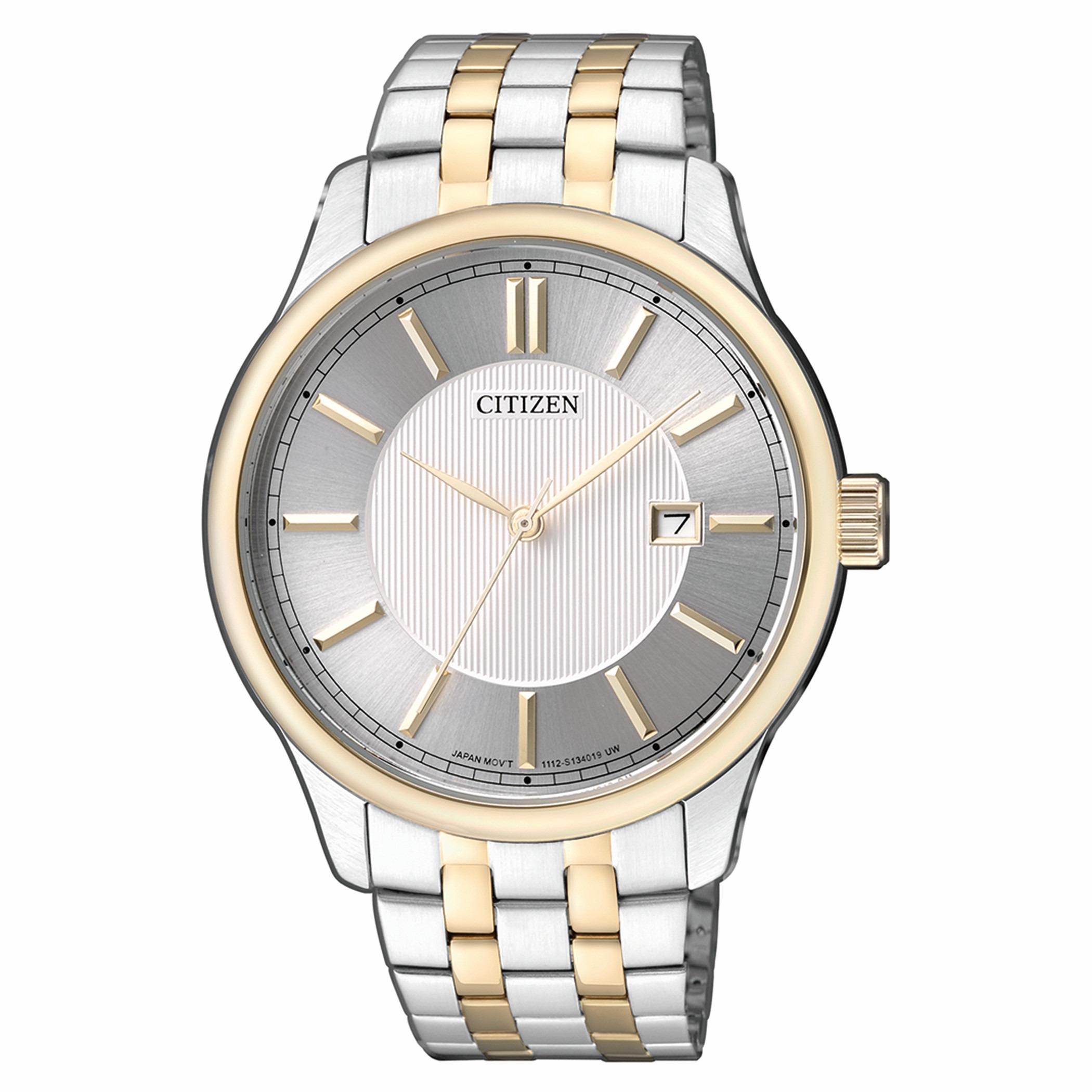  BI1054-55A-ساعة انالوج من سيتيزن كوارتز للرجال بمينا ابیض مع سوار فضي وذهبي -men-watchesandjewellery-watches-image-1