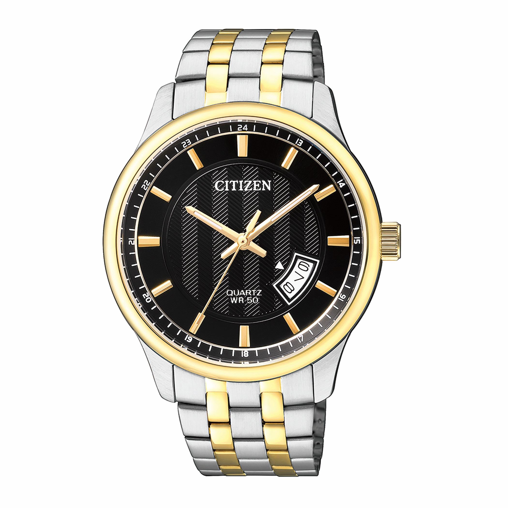  BI1054-80E-ساعة انالوج من سيتيزن كوارتز للرجال بمينا اسود مع سوار فضي وذهبي -men-watchesandjewellery-watches-image-1