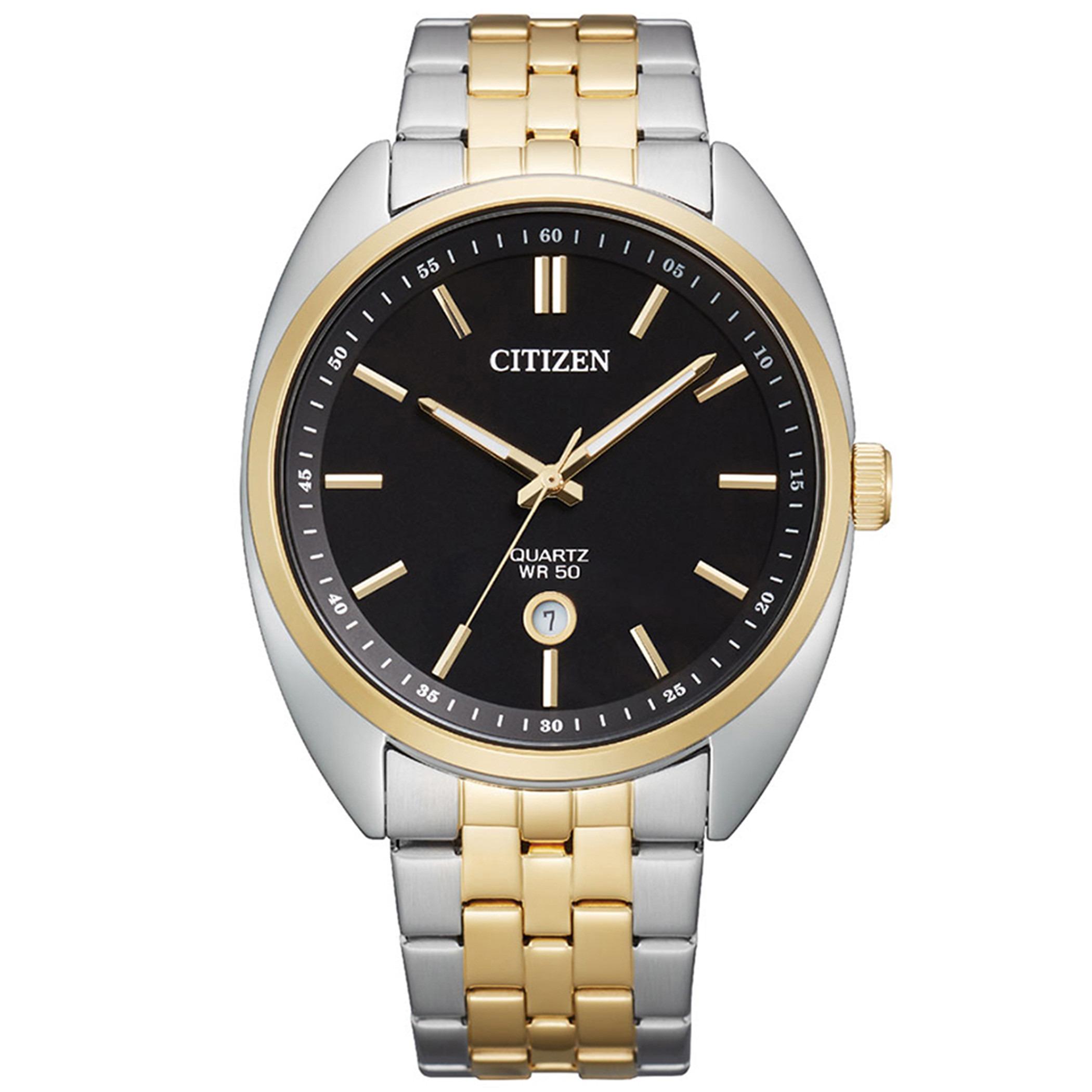  BI5094-59E-ساعة انالوج من سيتيزن كوارتز للرجال بمينا اسود مع سوار فضي وذهبي -men-watchesandjewellery-watches-image-1