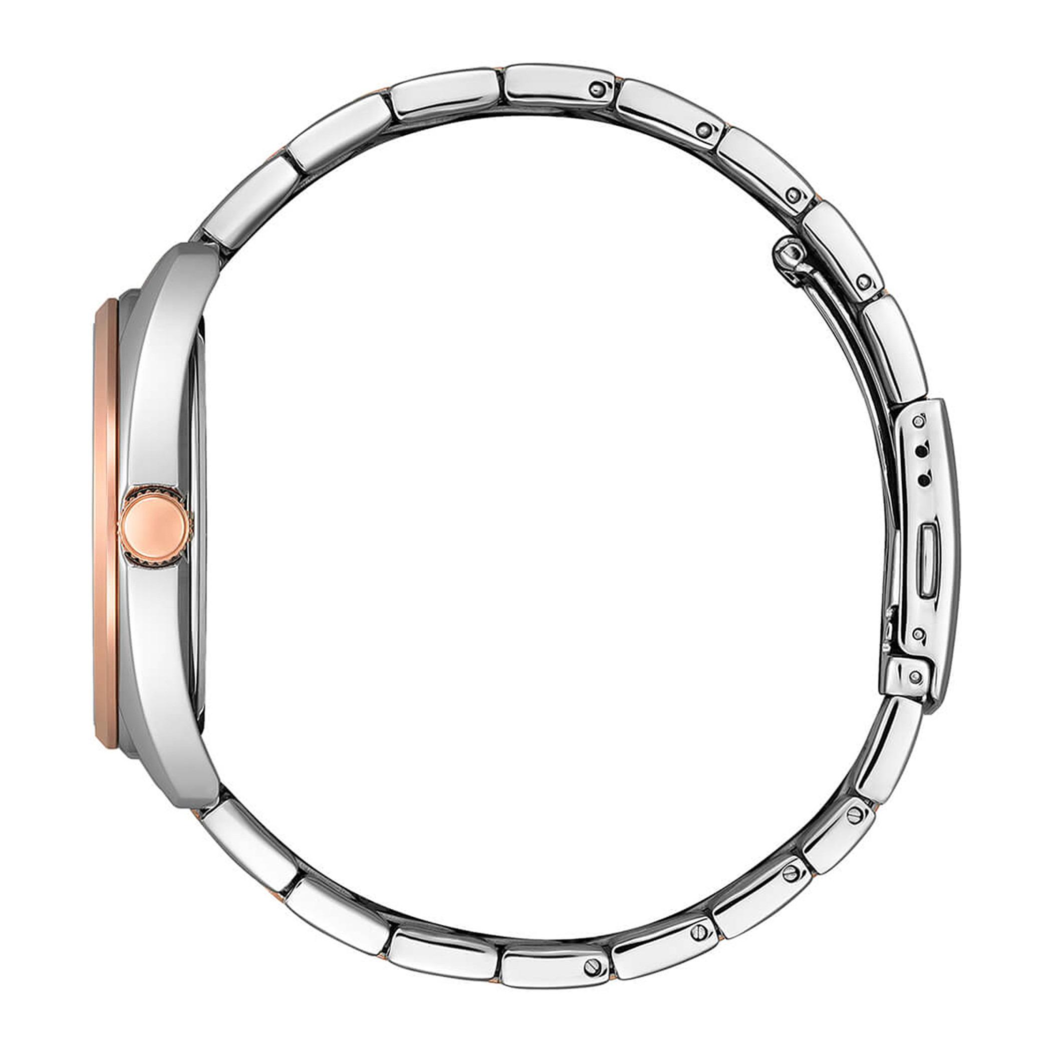 Citizen Quartz Men Green Dial Analog Watch with Silver & Rose Gold Strap - BI5104-57Z-men-watchesandjewellery-watches-image-2