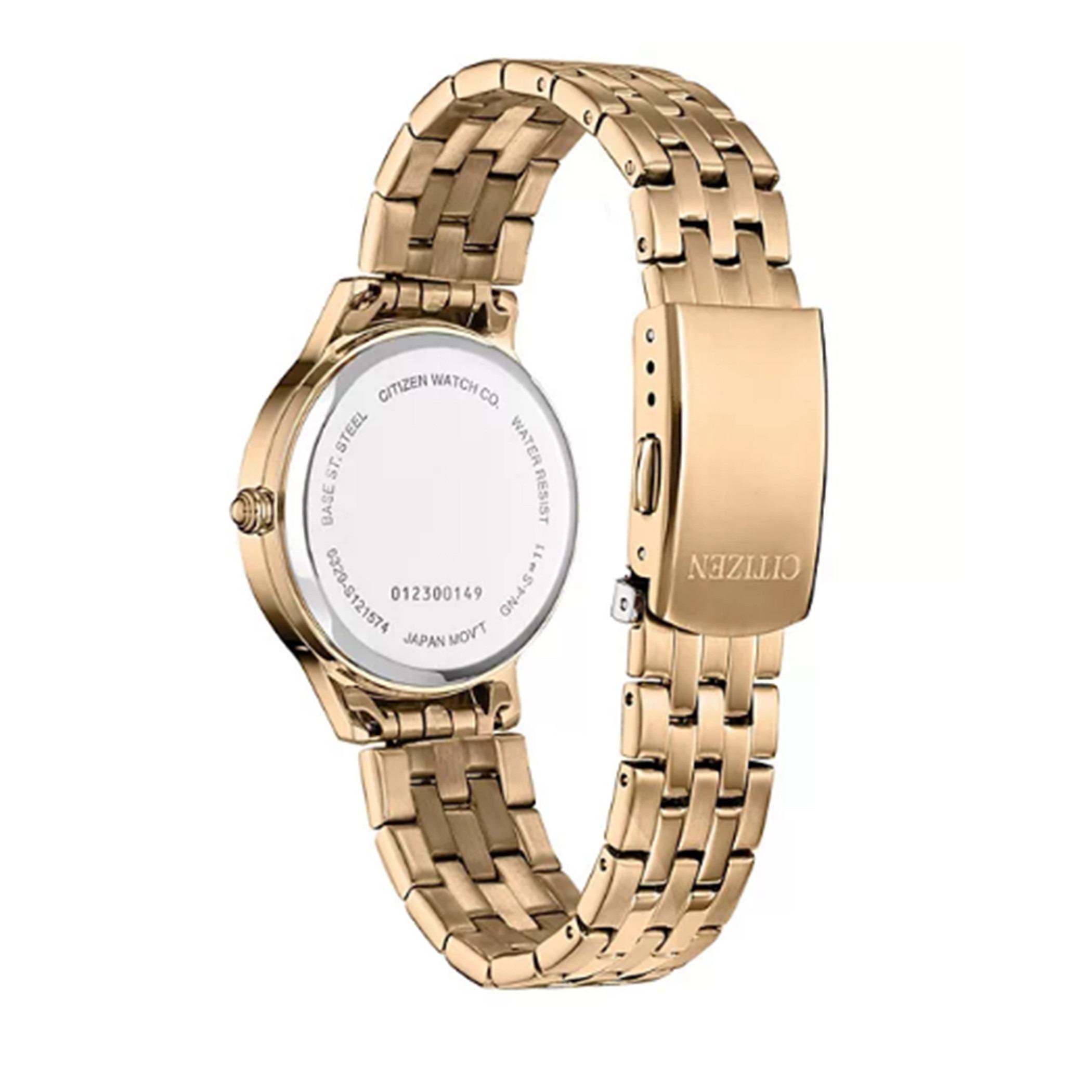  ED8183-54A-ساعة انالوج من سيتيزن كوارتز للنساء بمينا فضي مع سوار ذهبي وردي -women-watchesandjewellery-watches-image-3