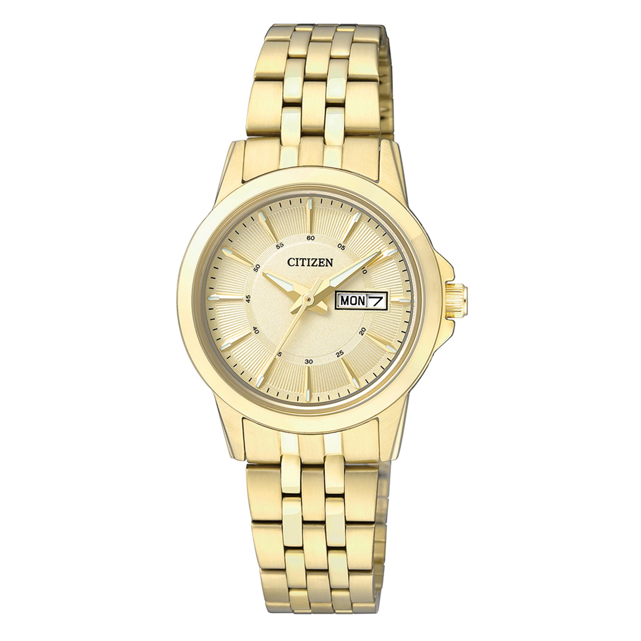  EQ0603-59P-ساعة انالوج من سيتيزن كوارتز للنساء بمينا ذهبي مع سوار ذهبي -women-watchesandjewellery-watches-image-1