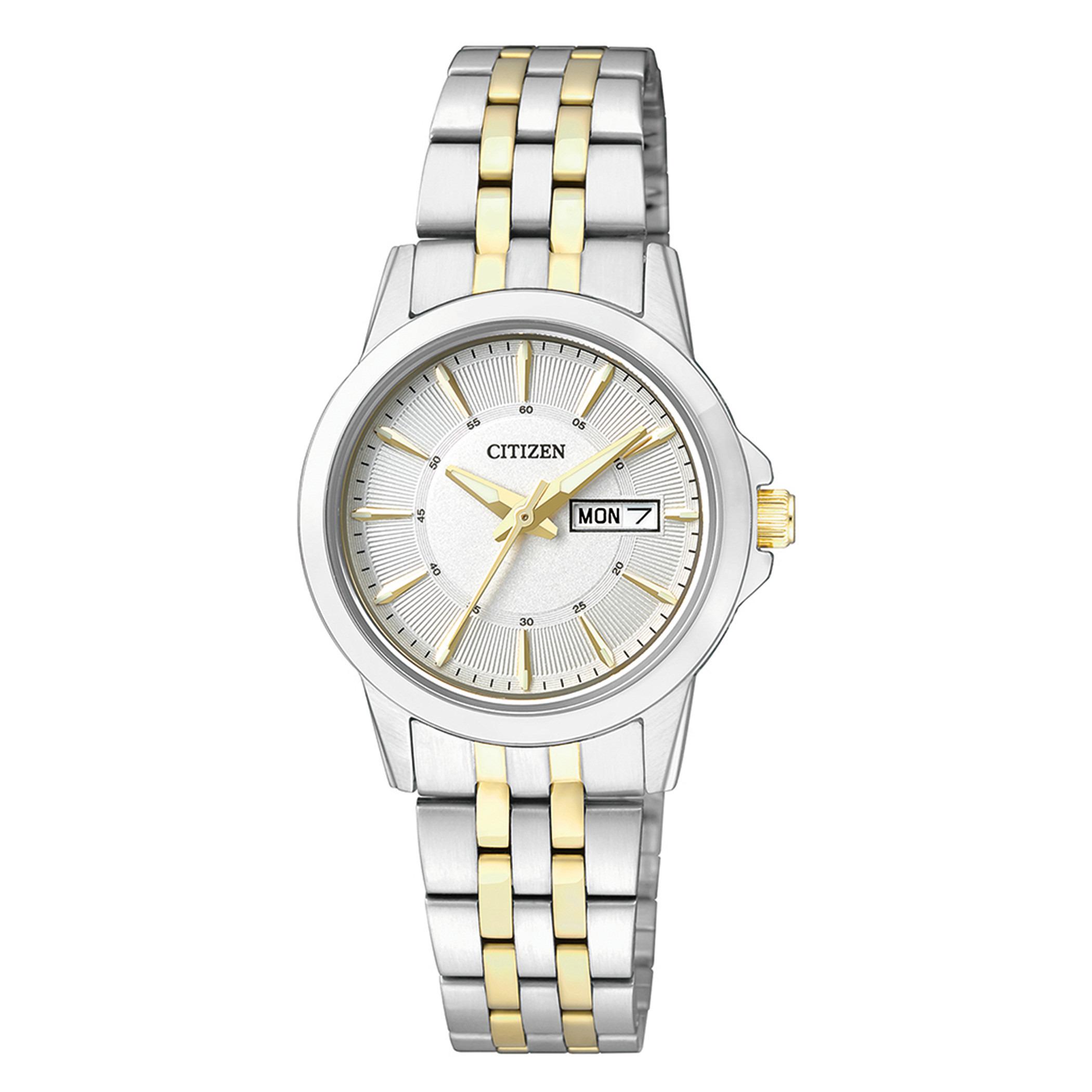 EQ0608-55A-ساعة انالوج من سيتيزن كوارتز للنساء بمينا فضي مع سوار فضي وذهبي -women-watchesandjewellery-watches-image-1