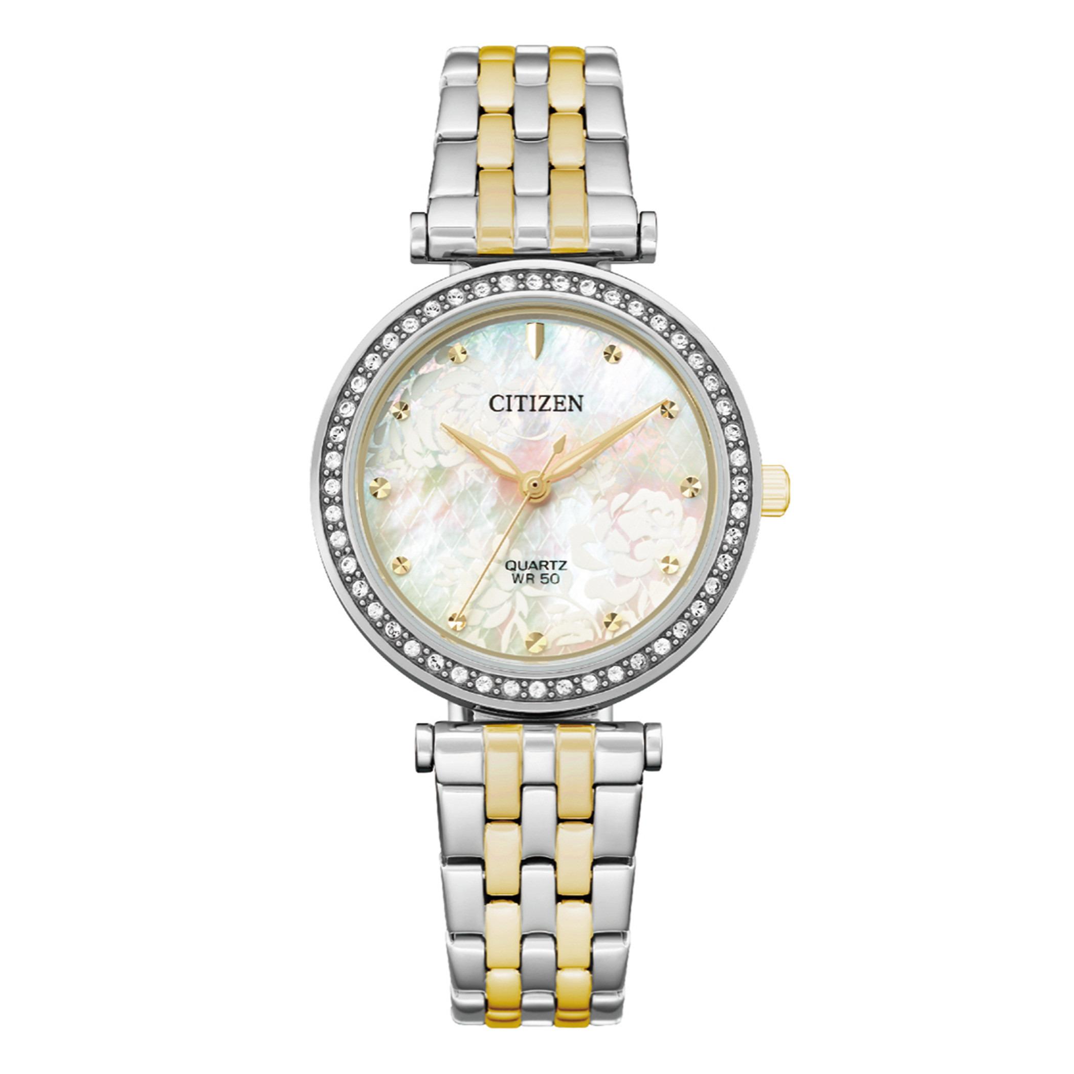 ER0214-54D-ساعة انالوج من سيتيزن كوارتز للنساء بمينا أم لؤلؤة مع سوار فضي وذهبي -women-watchesandjewellery-watches-image-1
